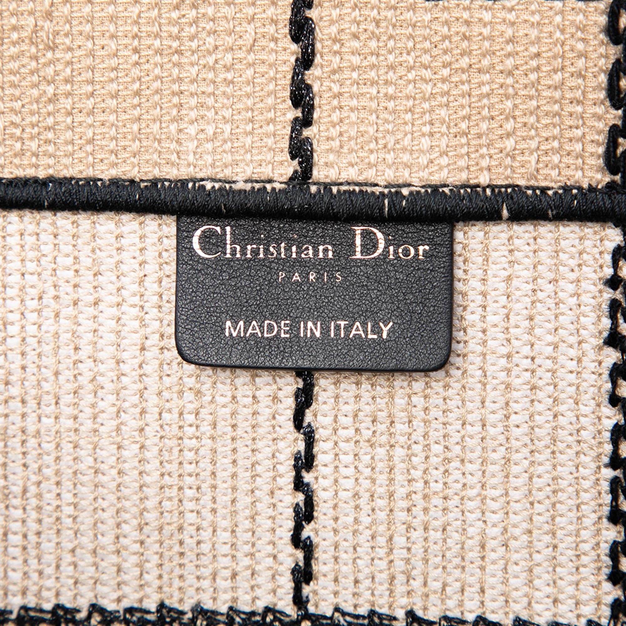 Dior Medium Embroidered Canvas Bayadere Book Tote