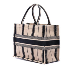 Dior Medium Embroidered Canvas Bayadere Book Tote