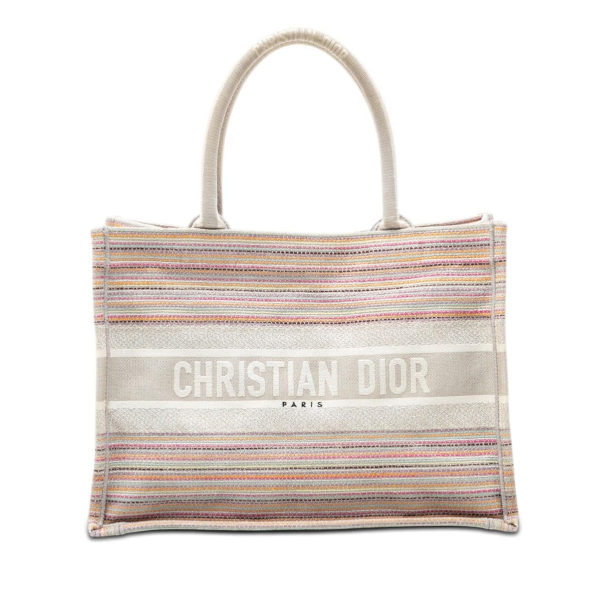 Dior Medium Embroidered Canvas Stripes Book Tote