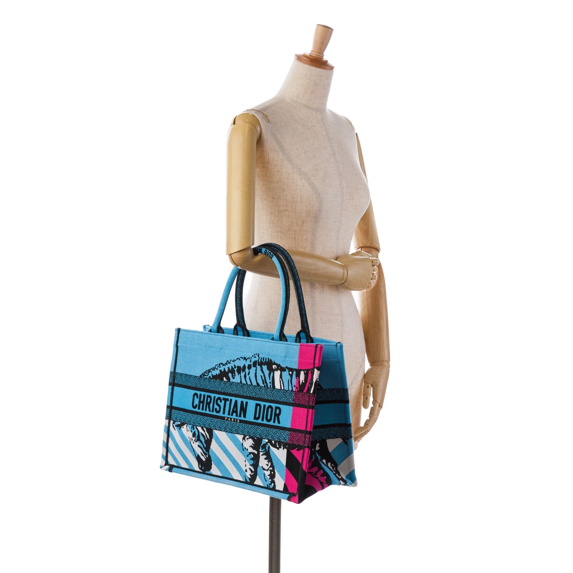 Dior Medium Embroidered Canvas Zebra D Jungle Pop Book Tote