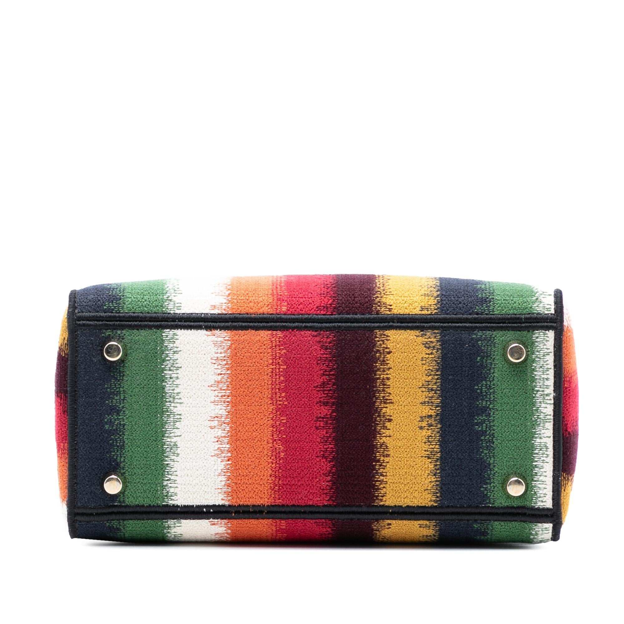 Dior Medium Embroidered Multicolor Canvas Striped Lady D Lite