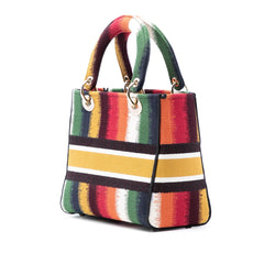 Dior Medium Embroidered Multicolor Canvas Striped Lady D Lite
