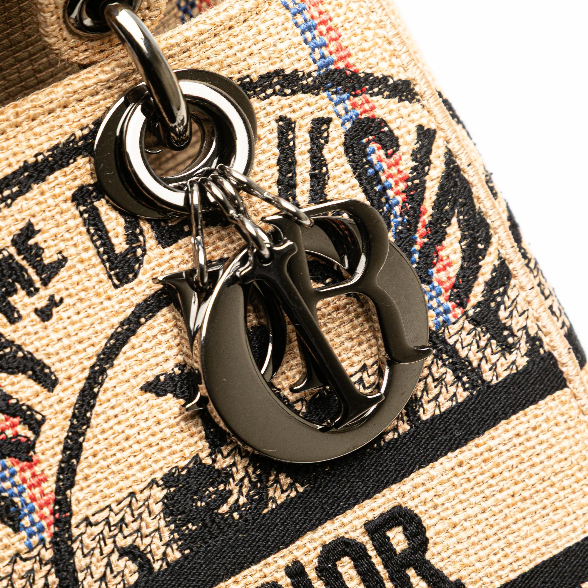 Dior Medium Jute Embroidered Lady D Lite