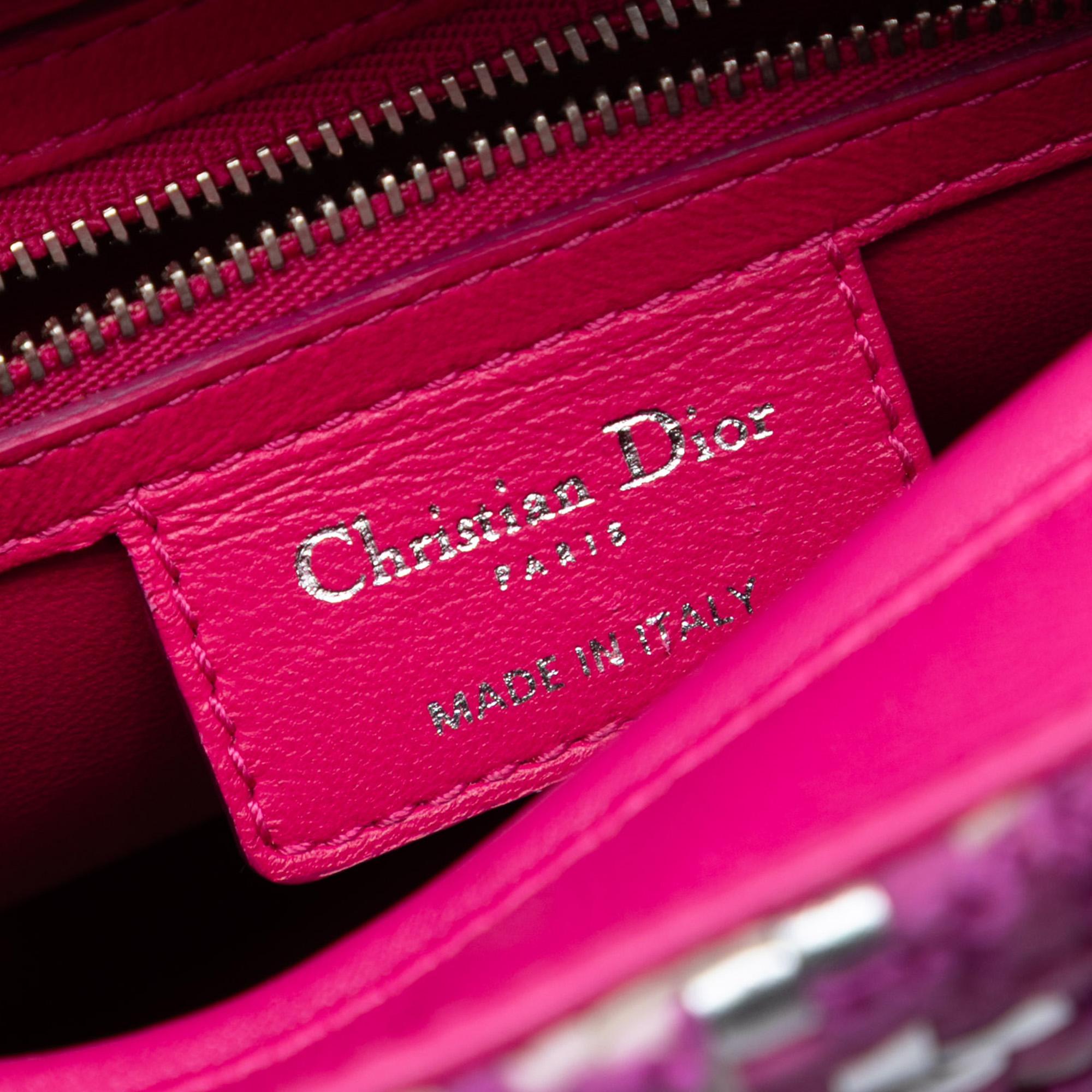 Dior Medium Lambskin And Tweed Lady Dior
