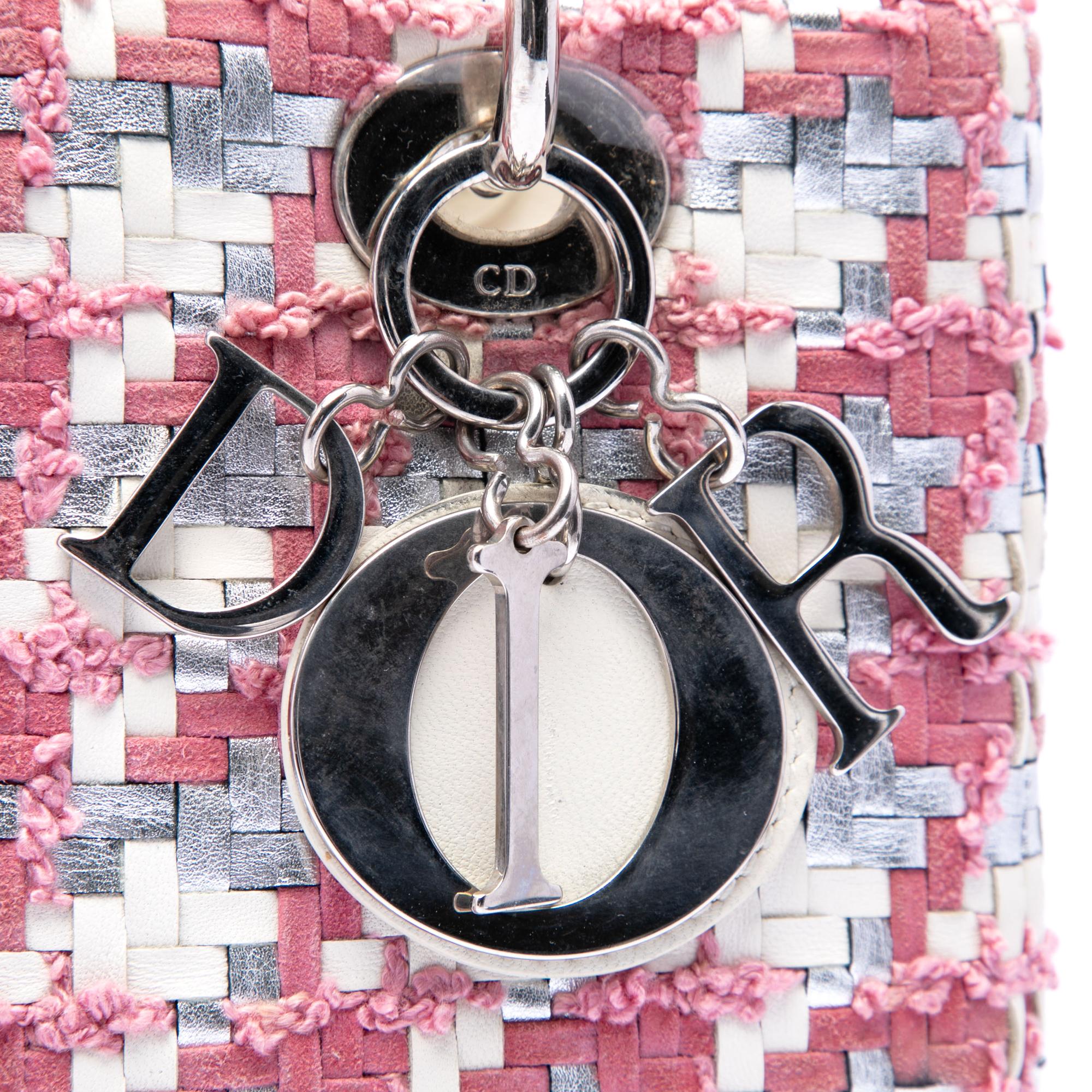 Dior Medium Lambskin And Tweed Lady Dior