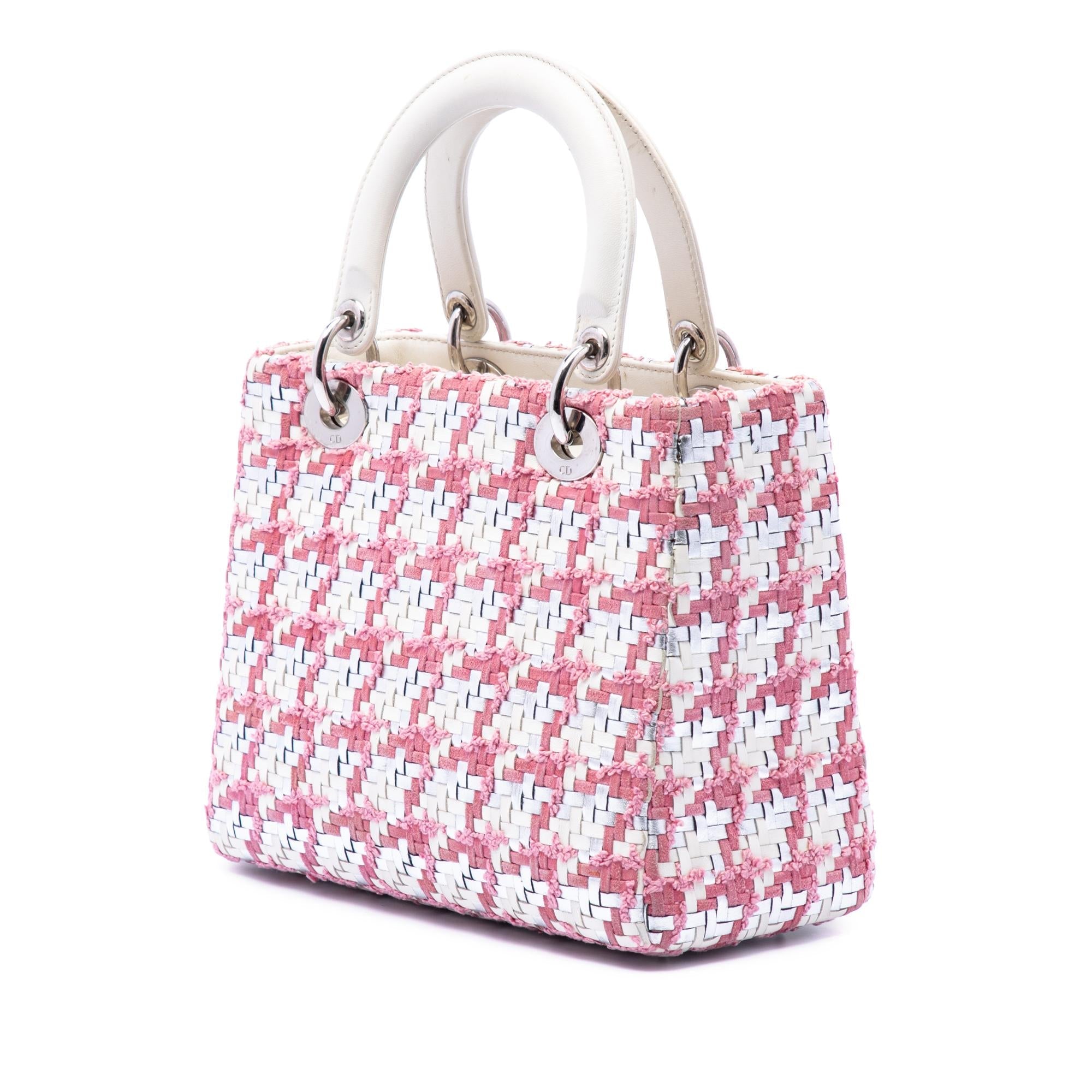 Dior Medium Lambskin And Tweed Lady Dior