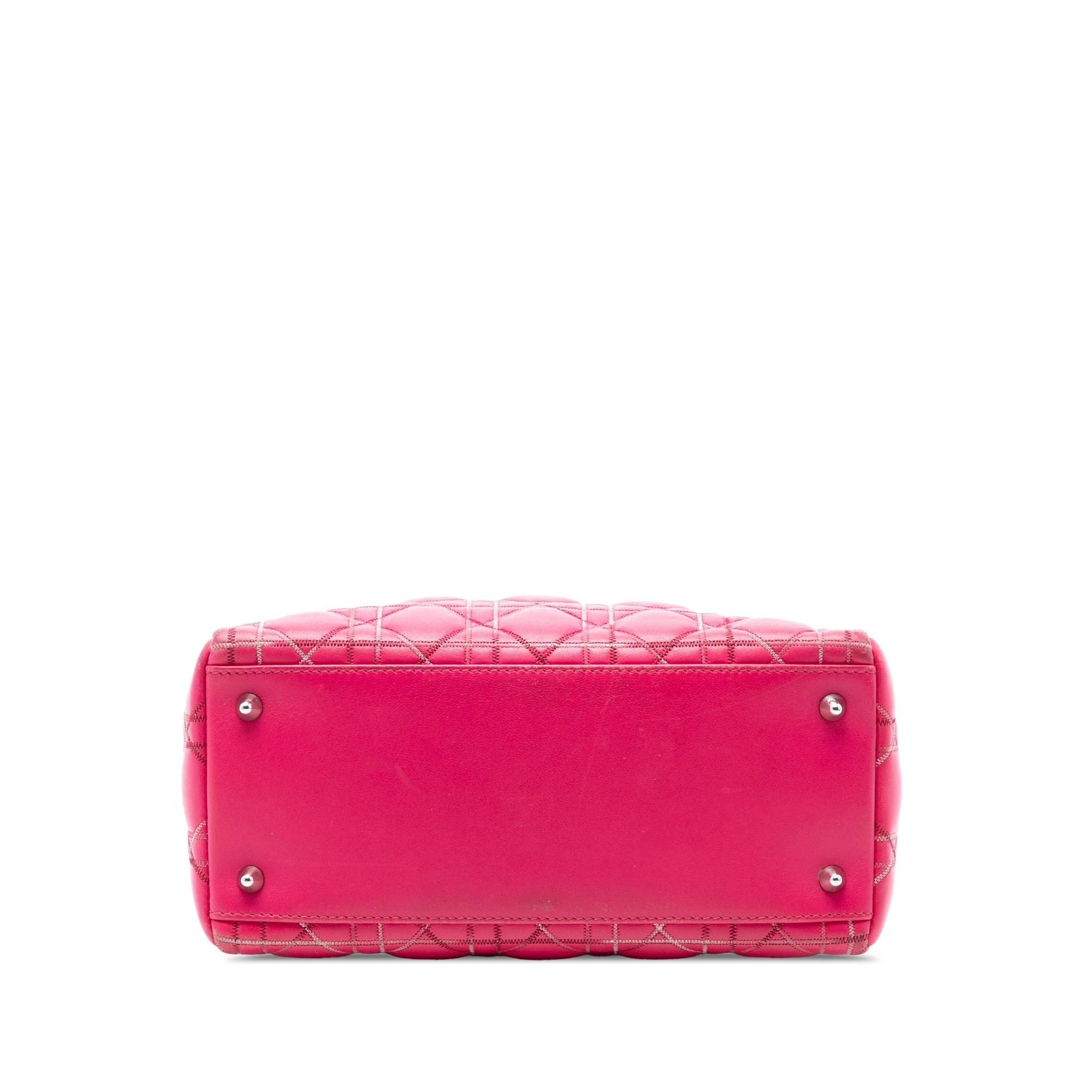 Dior Medium Lambskin Cannage Contrast Stitch Lady Dior