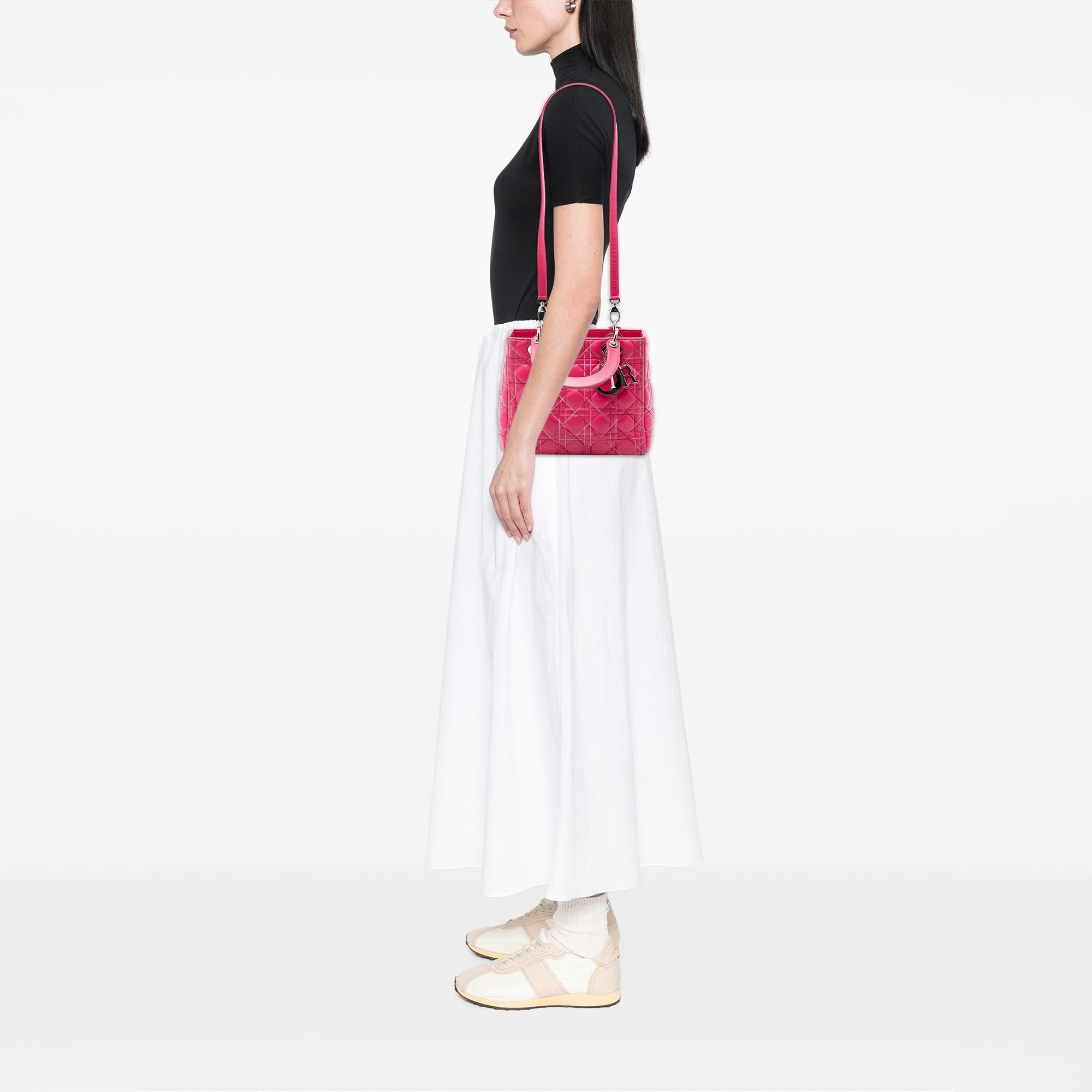 Dior Medium Lambskin Cannage Contrast Stitch Lady Dior