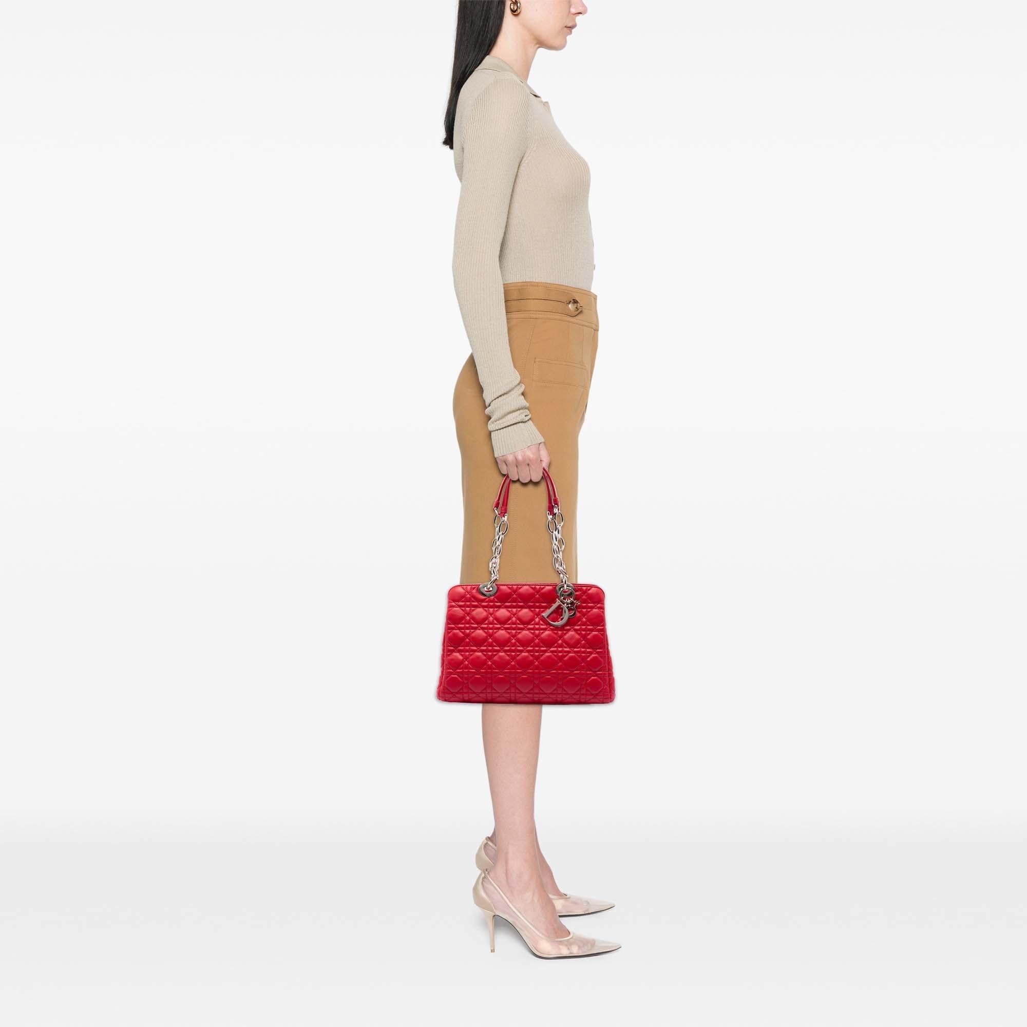 Dior Medium Lambskin Cannage Lady Dior Soft Shopping Tote