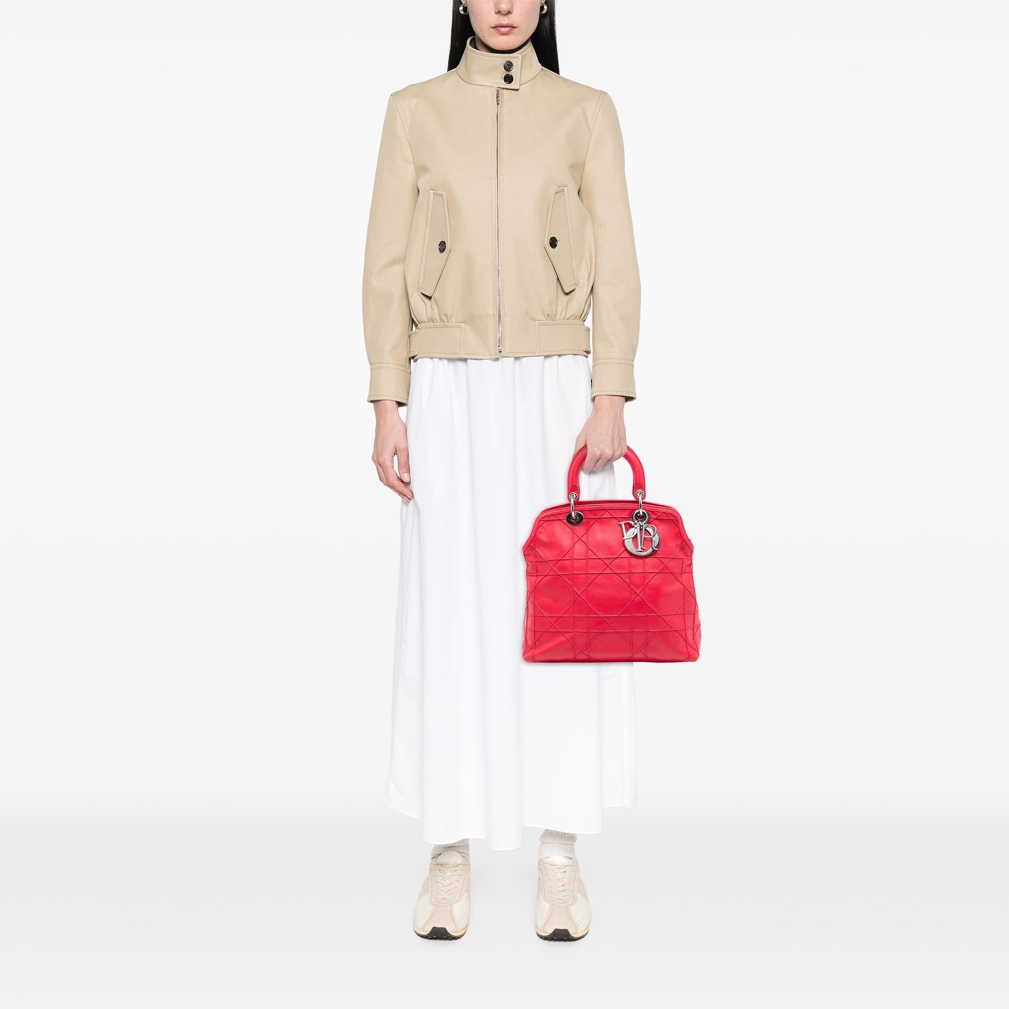 Dior Medium Lambskin Cannage Polochon Granville Satchel