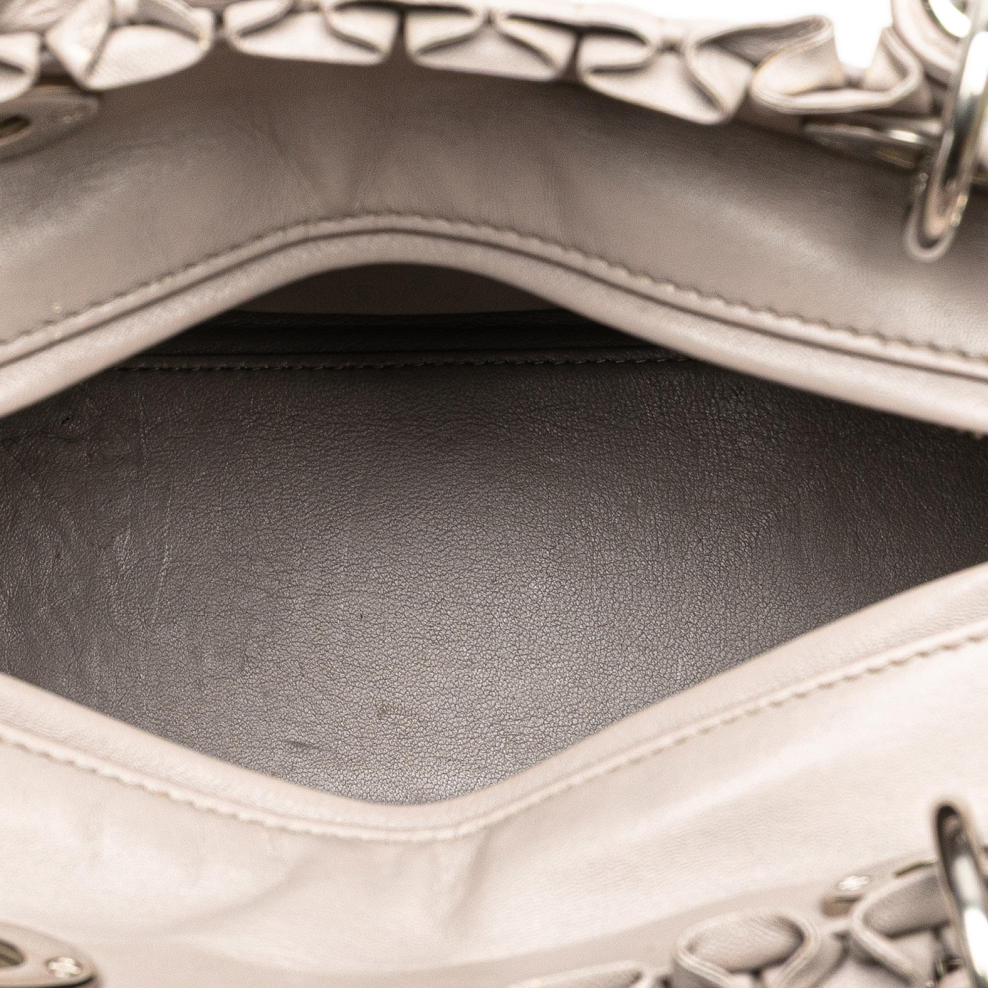 Dior Medium Lambskin Cannage Ruffle Trim Lady Dior