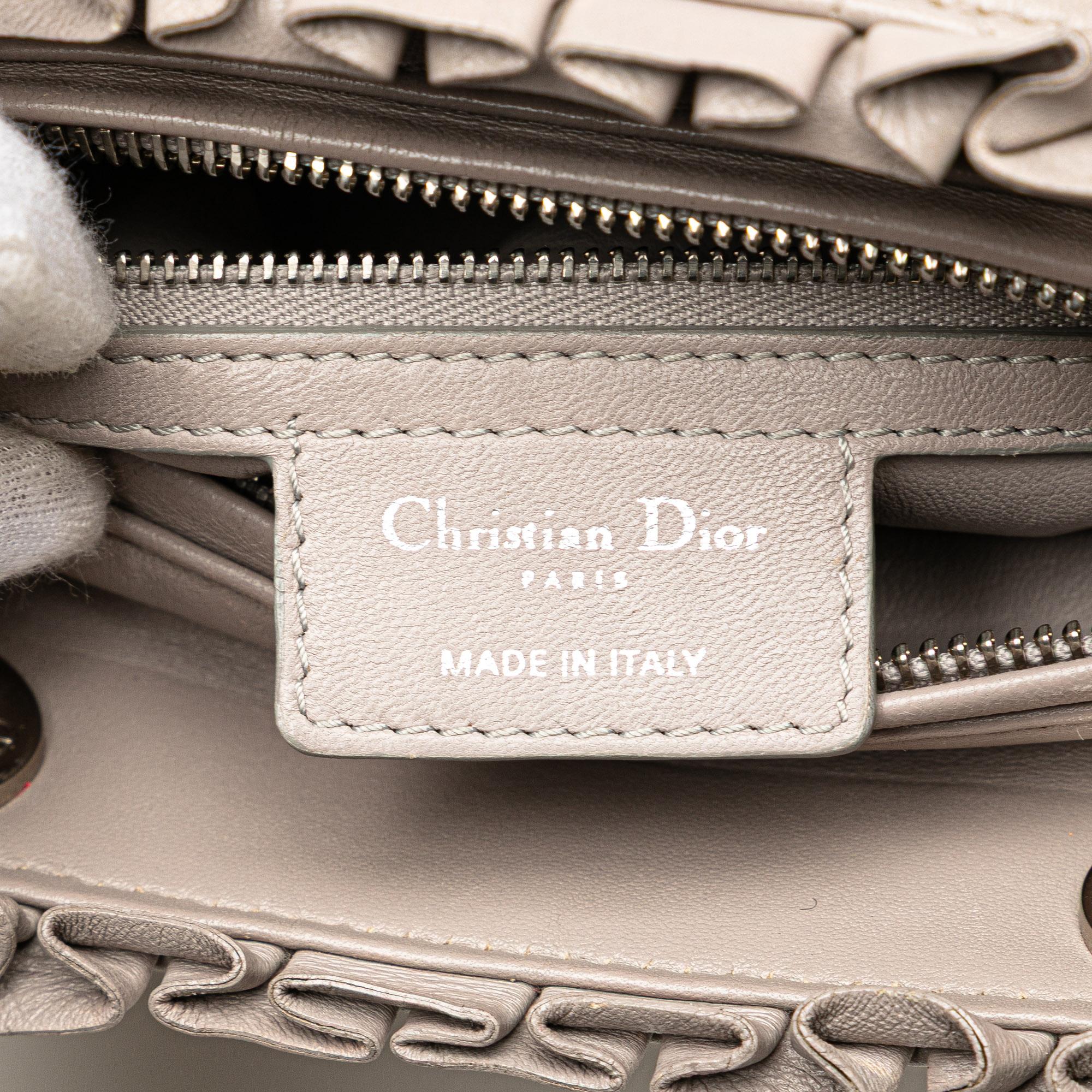 Dior Medium Lambskin Cannage Ruffle Trim Lady Dior