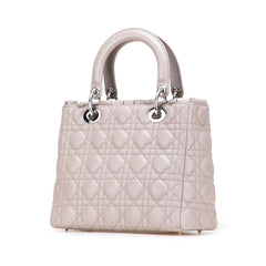 Dior Medium Lambskin Cannage Ruffle Trim Lady Dior