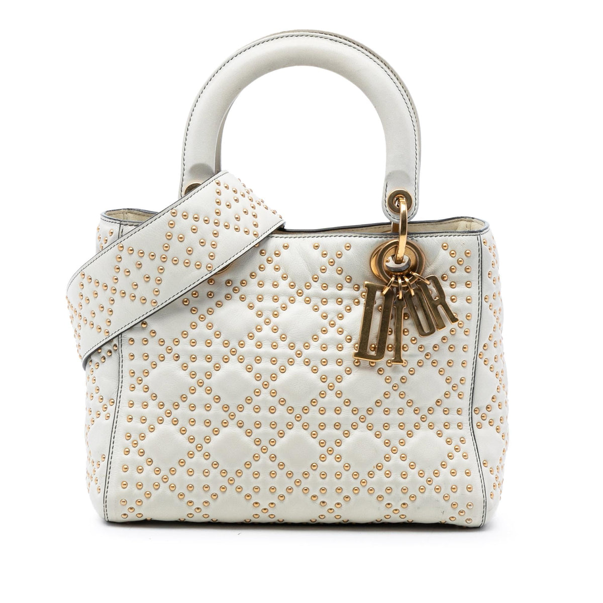 Dior Medium Lambskin Cannage Studded Supple Lady Dior