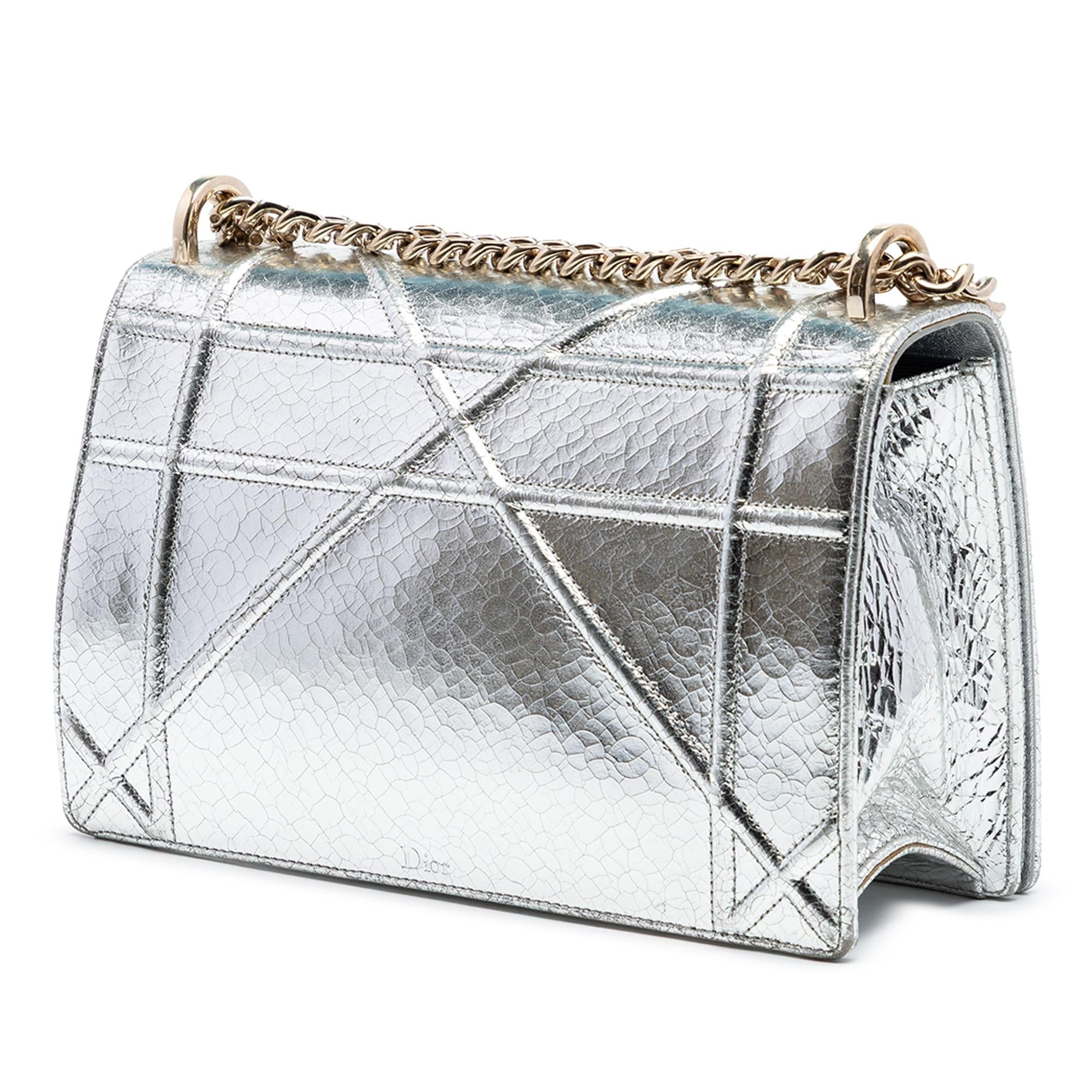 Dior Medium Metallic Crackled Deerskin Diorama Flap