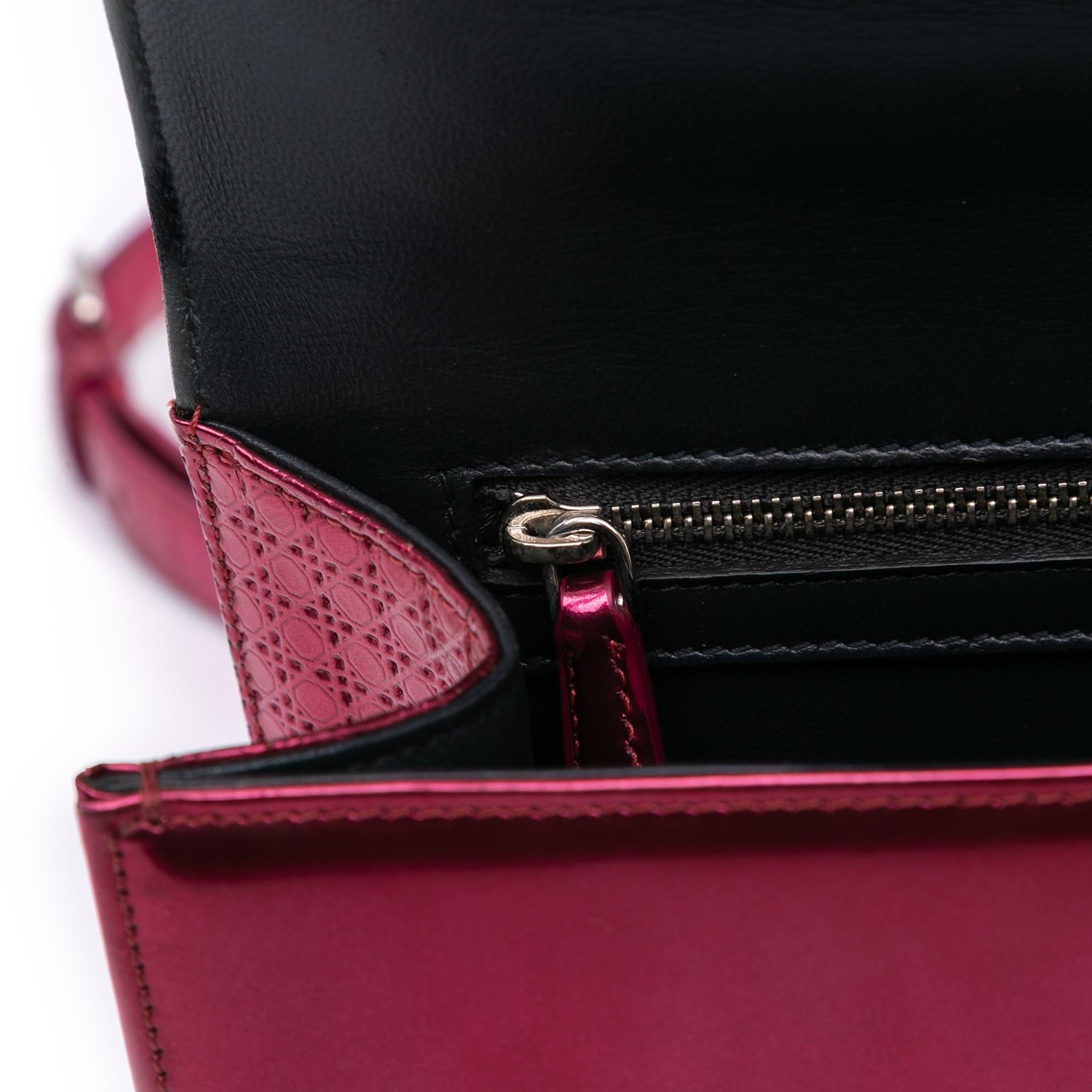 Dior Medium Metallic Patent Microcannage Diorama Flap