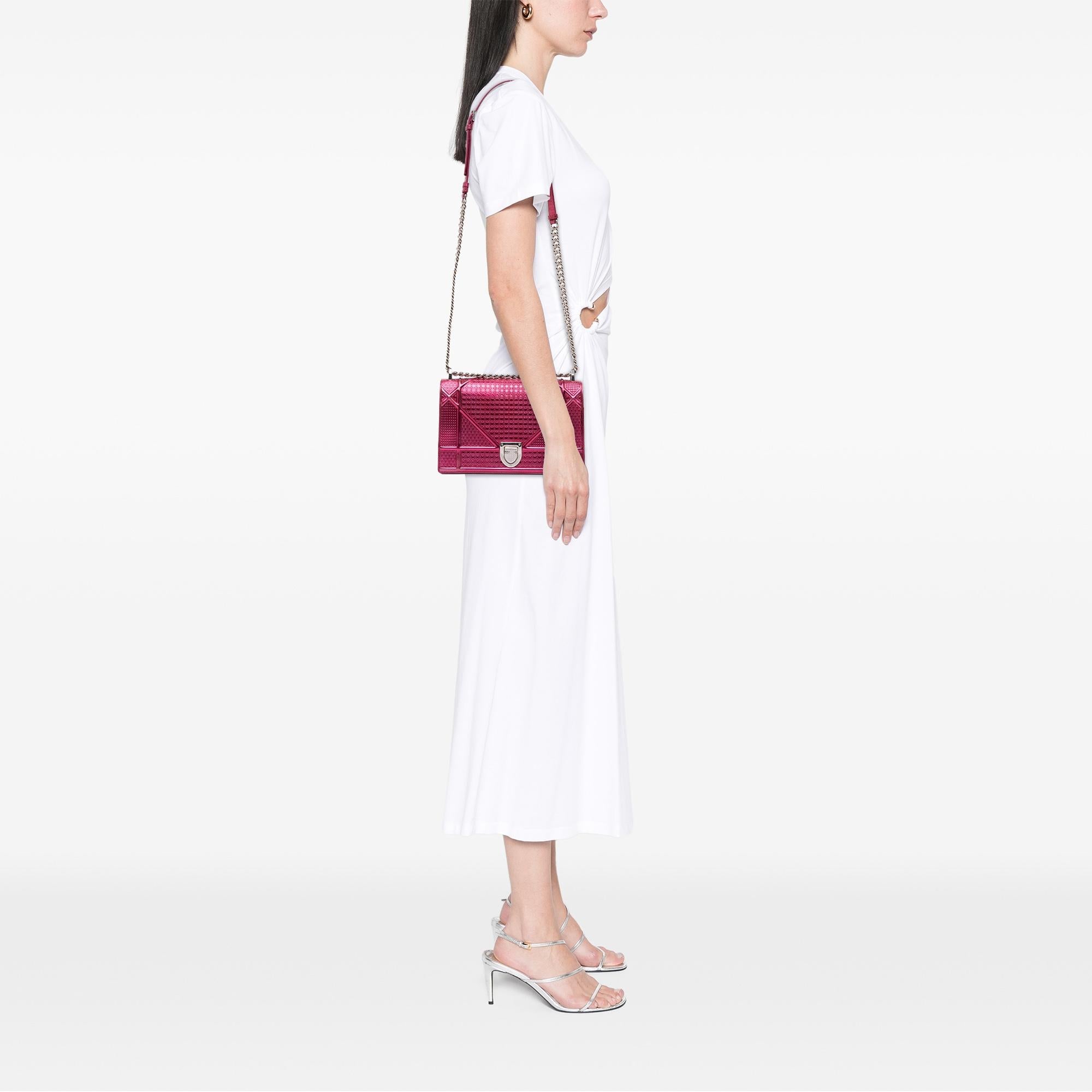 Dior Medium Metallic Patent Microcannage Diorama Flap