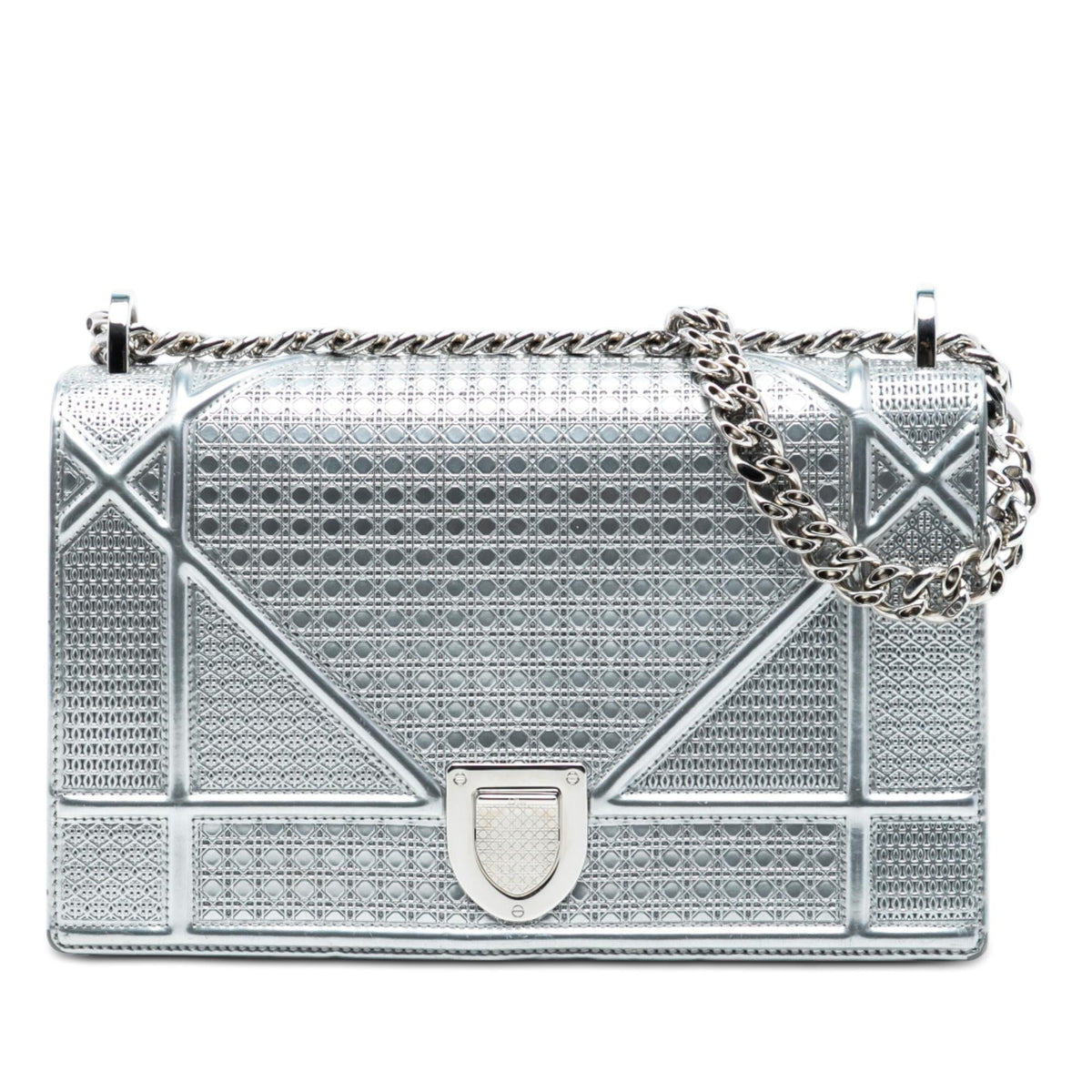 Dior Medium Metallic Patent Microcannage Diorama Flap