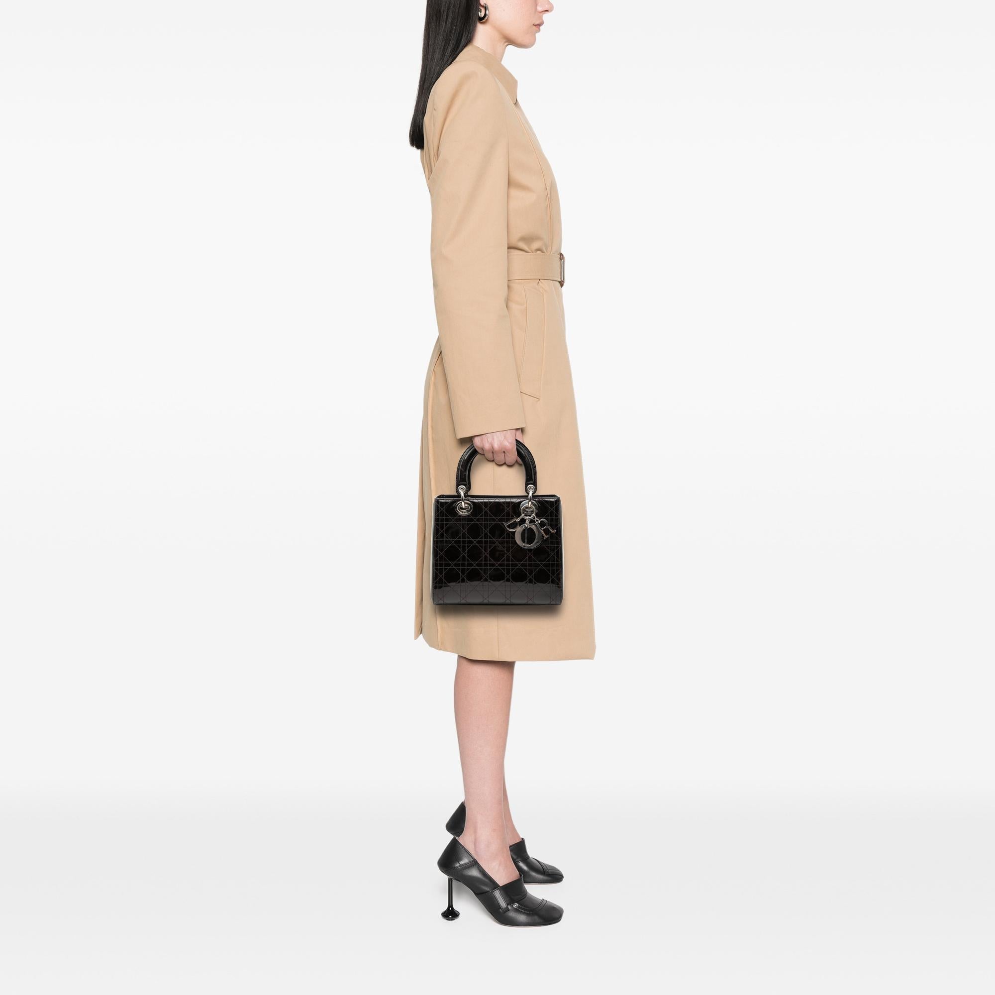 Dior Medium Patent Cannage Stitched Lady Dior
