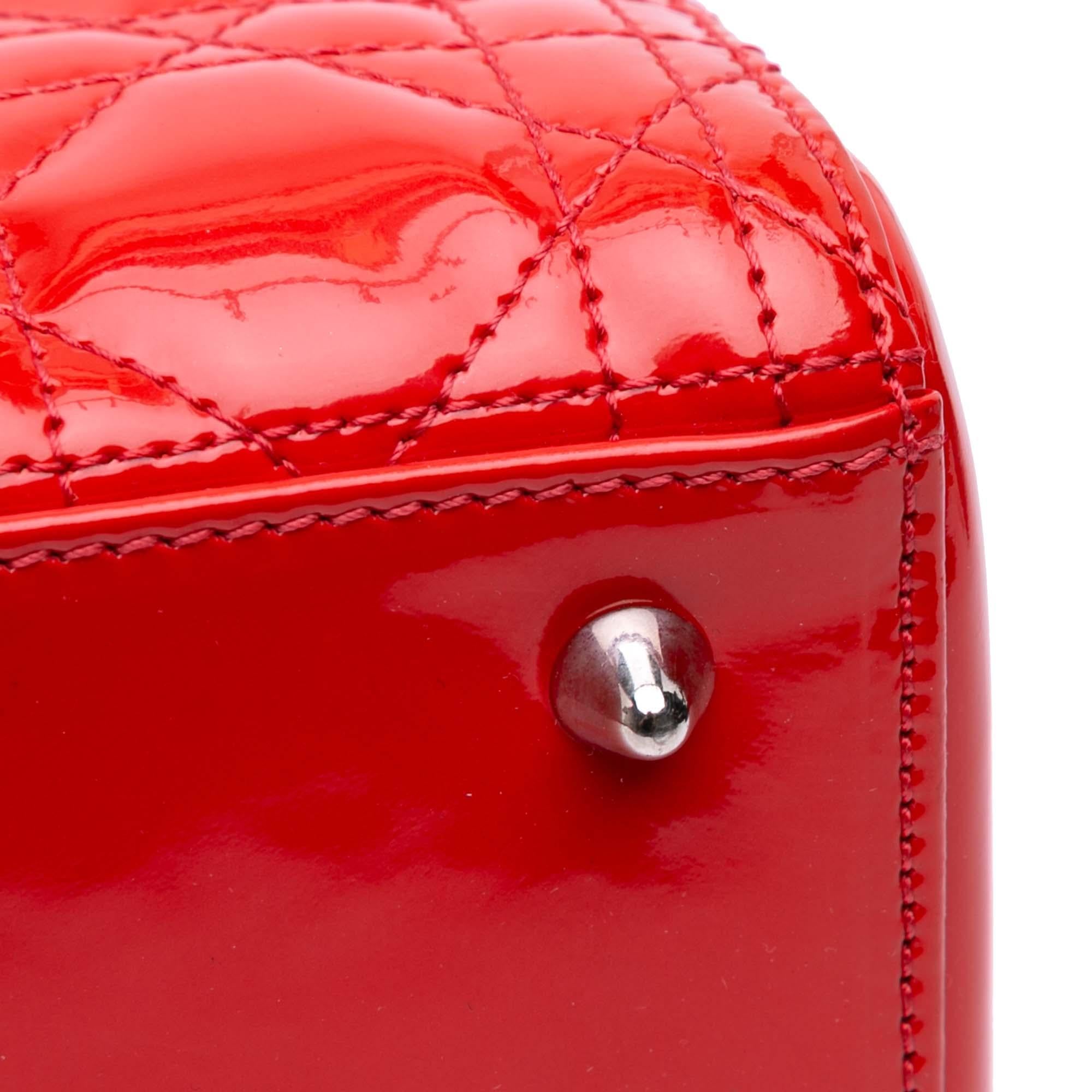Dior Medium Patent Cannage Whipstitch Lady Dior
