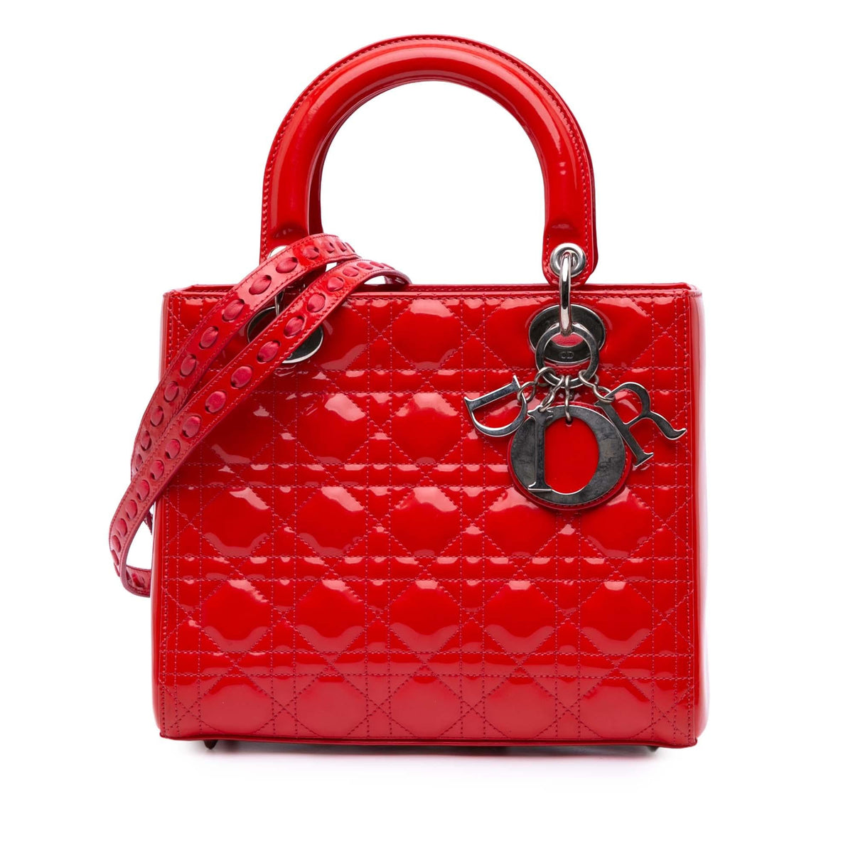Dior Medium Patent Cannage Whipstitch Lady Dior