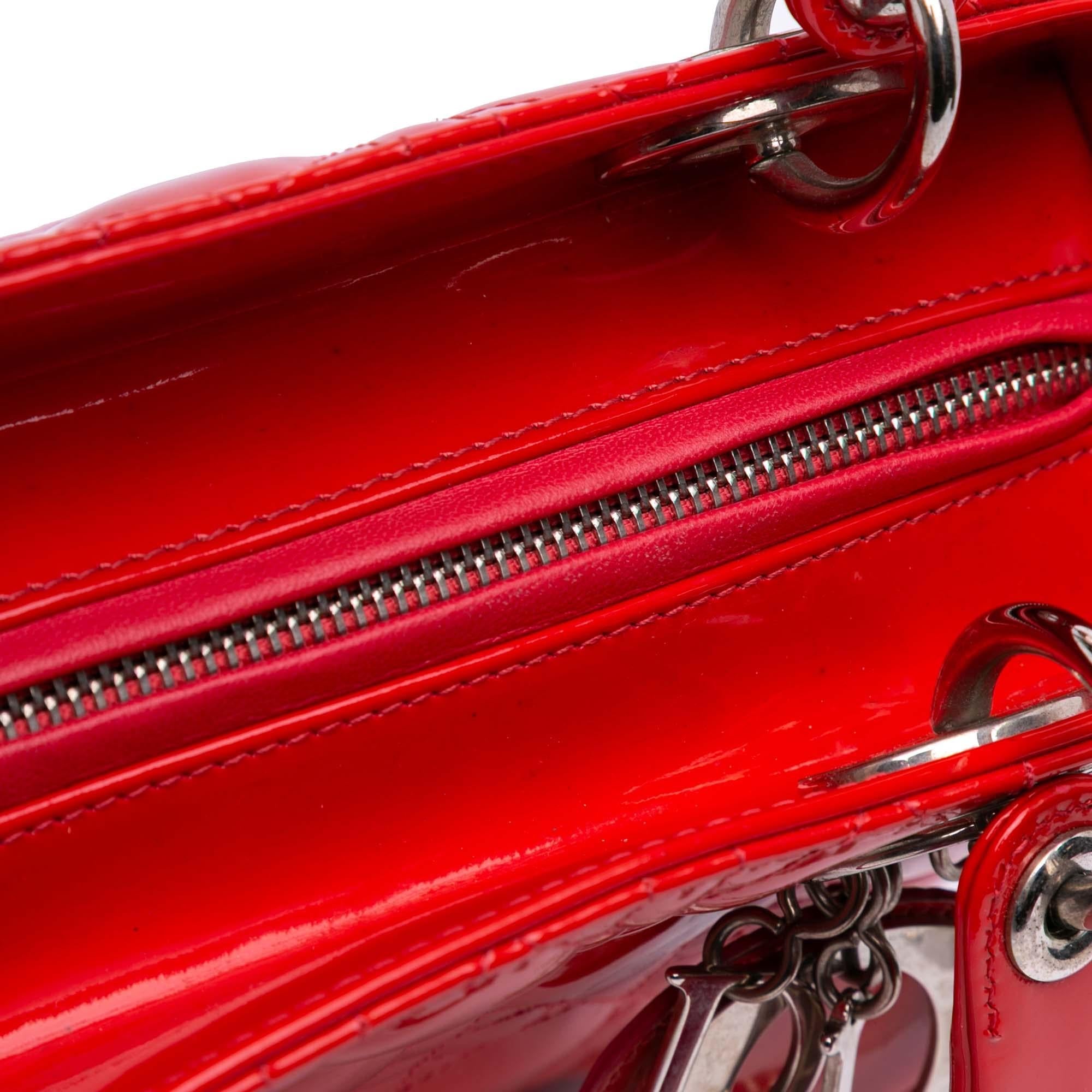 Dior Medium Patent Cannage Whipstitch Lady Dior