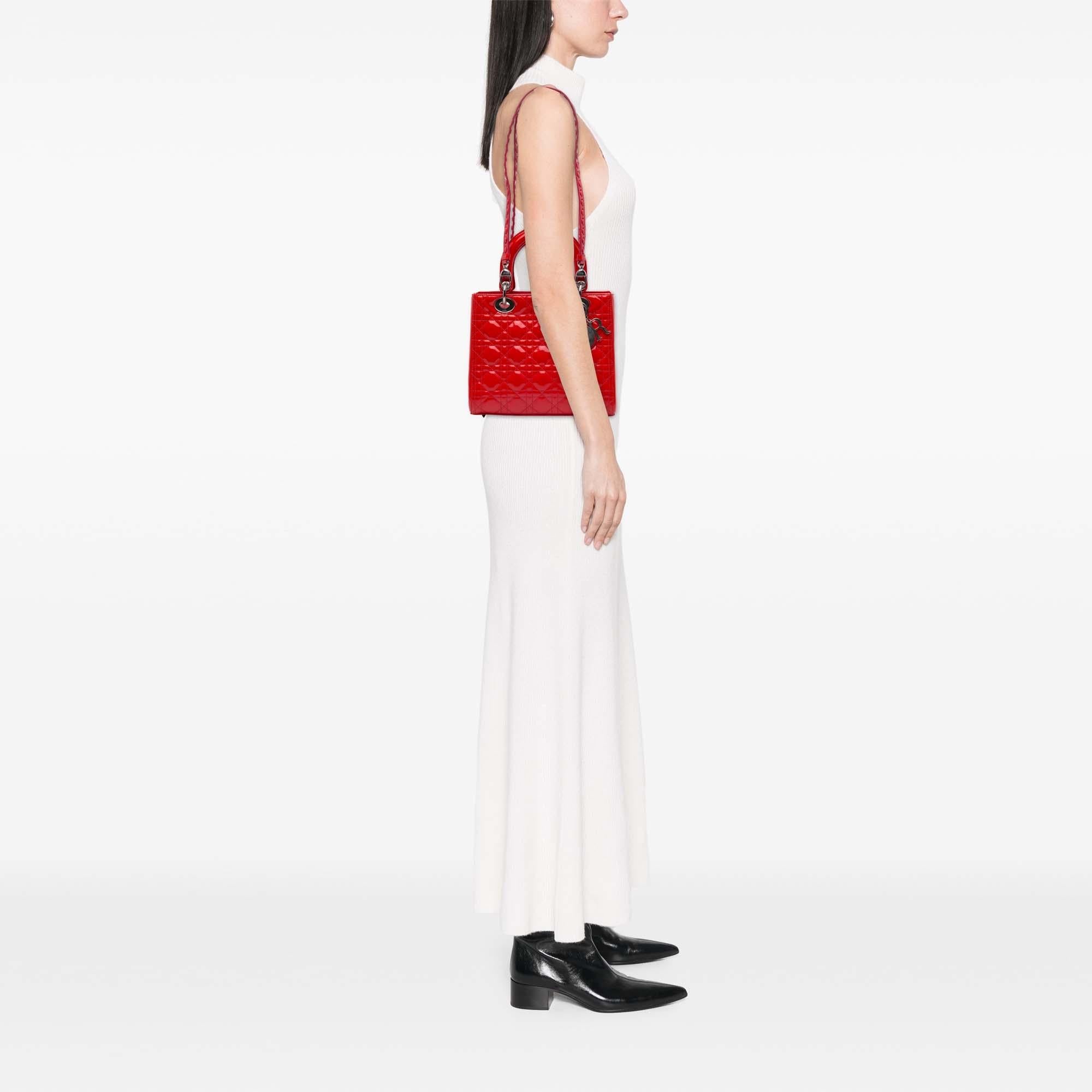 Dior Medium Patent Cannage Whipstitch Lady Dior