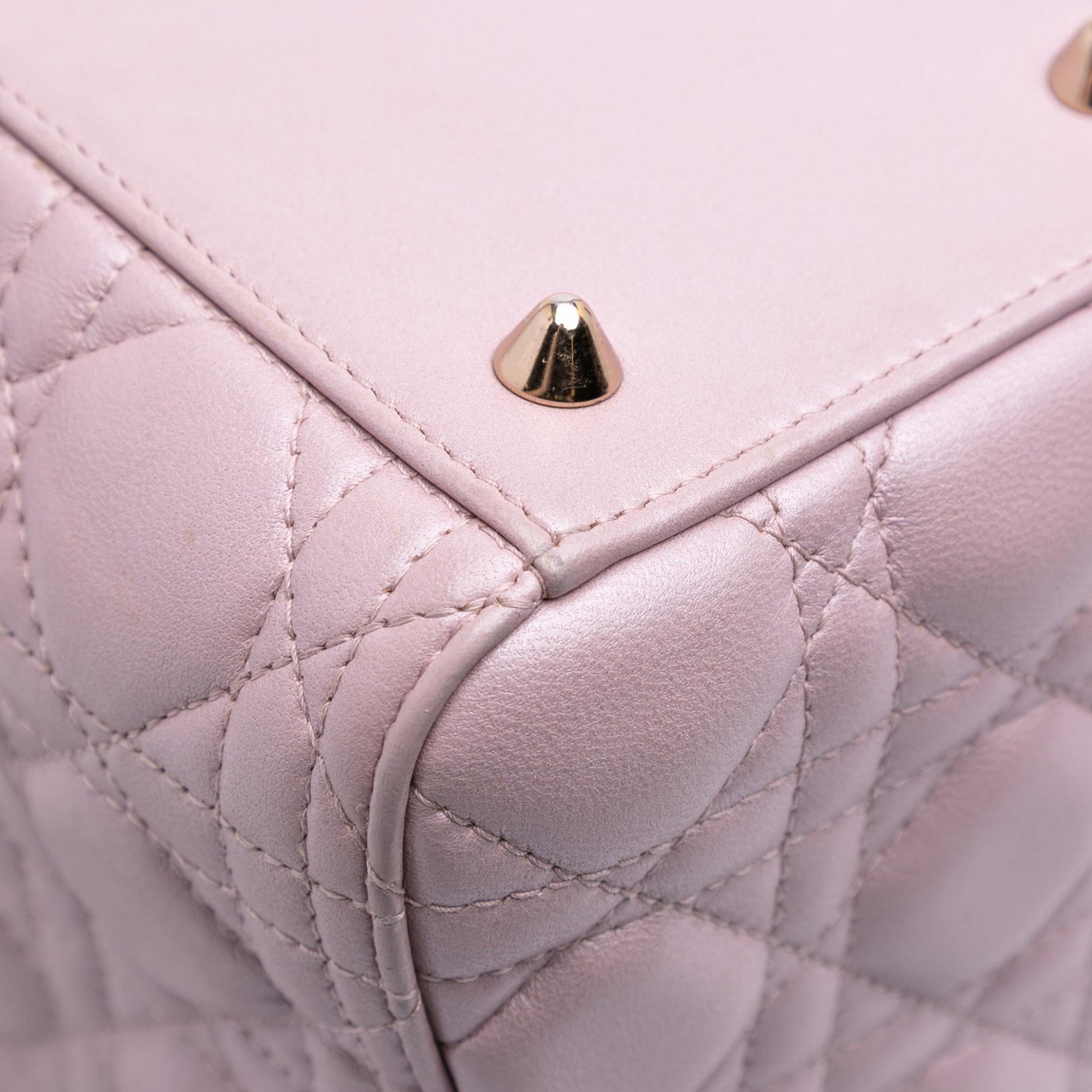 Dior Medium Pearlescent Lambskin Cannage Lady Dior