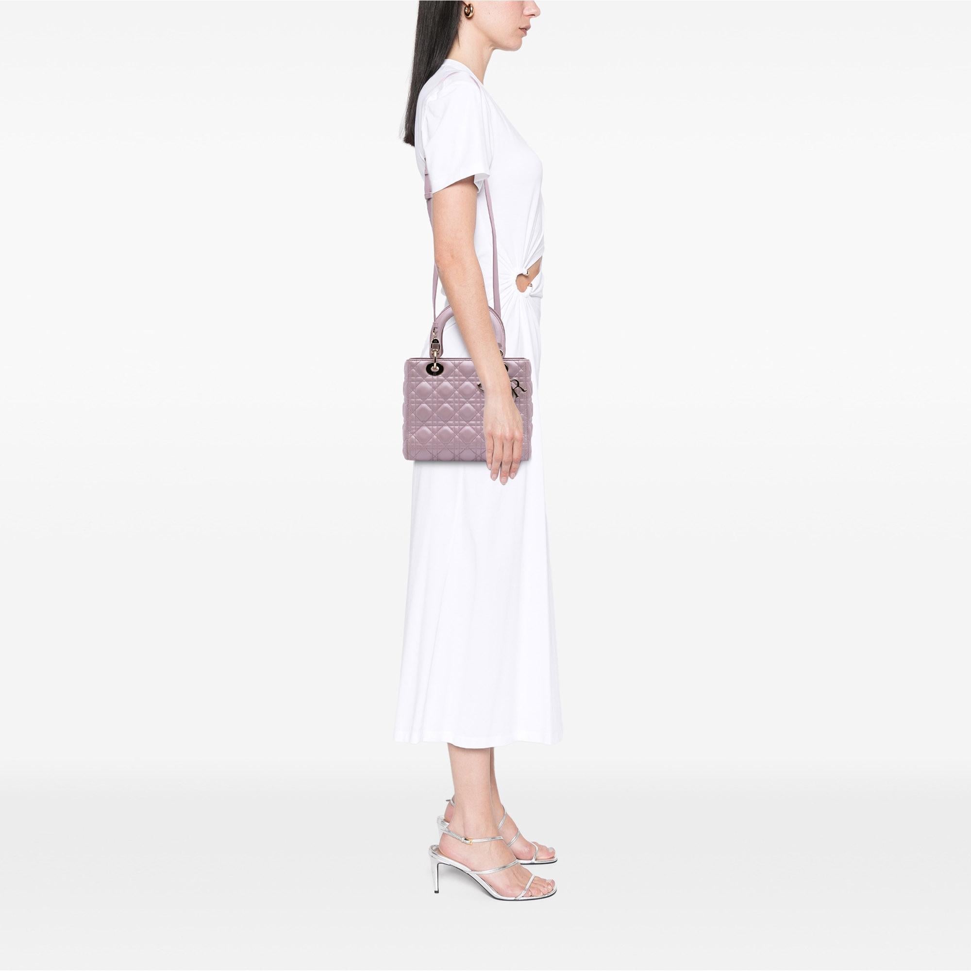 Dior Medium Pearlescent Lambskin Cannage Lady Dior
