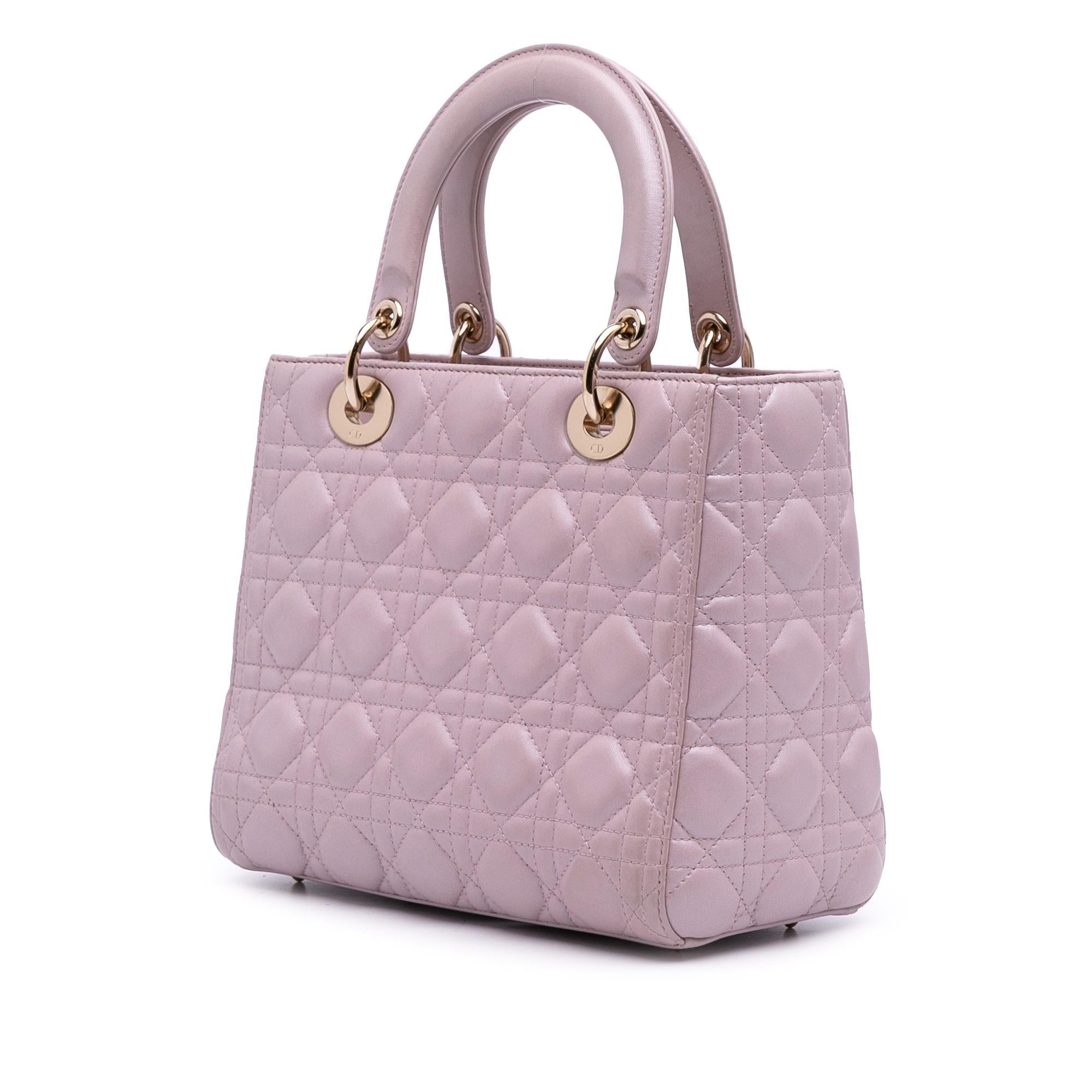 Dior Medium Pearlescent Lambskin Cannage Lady Dior