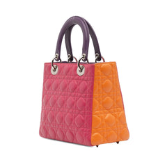 Dior Medium Tricolor Lambskin Cannage Lady Dior