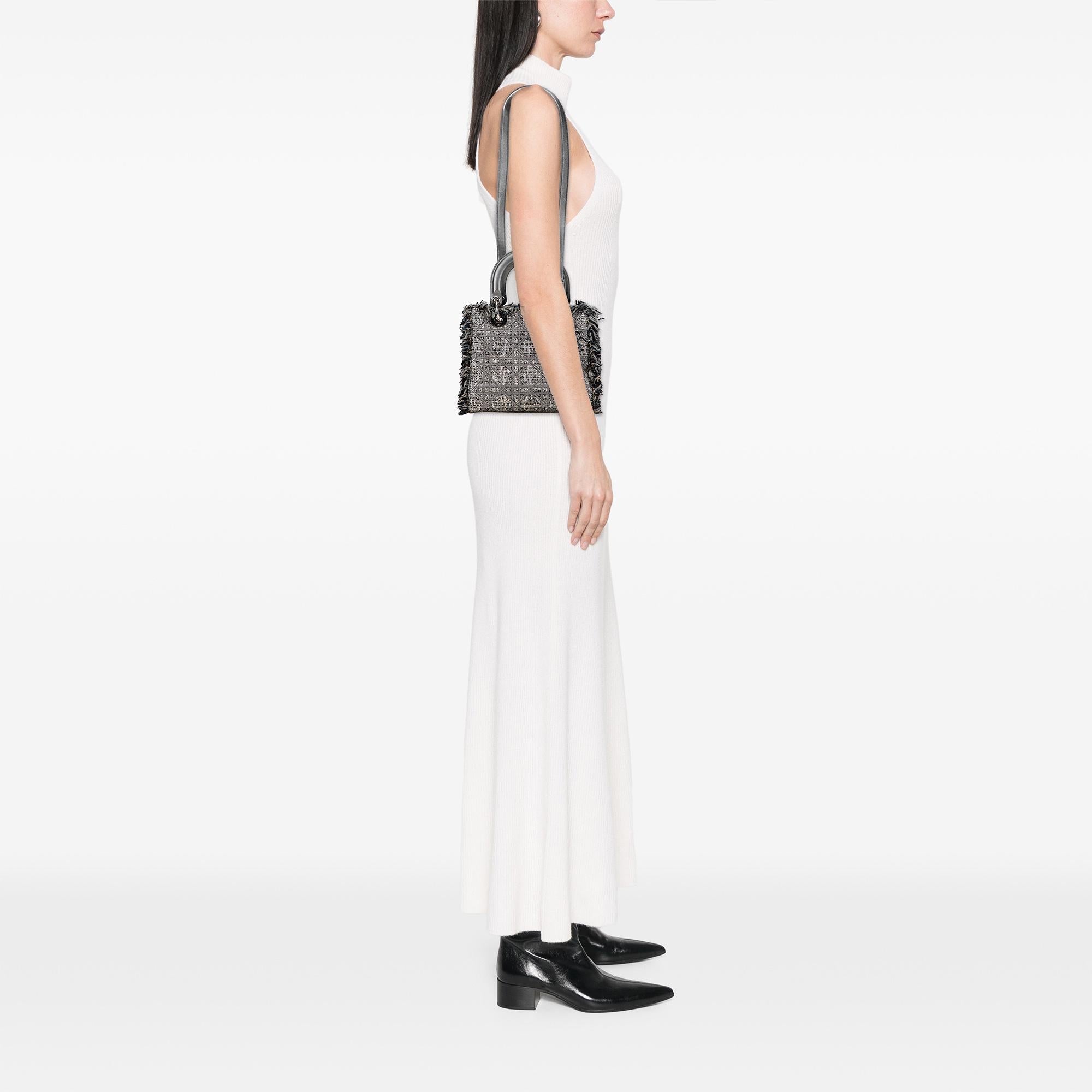 Dior Medium Tweed Cannage Fringe Lady Dior