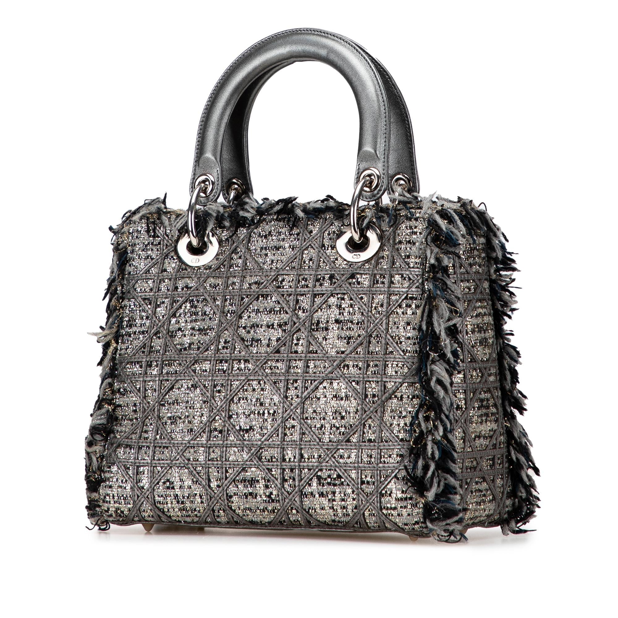 Dior Medium Tweed Cannage Fringe Lady Dior
