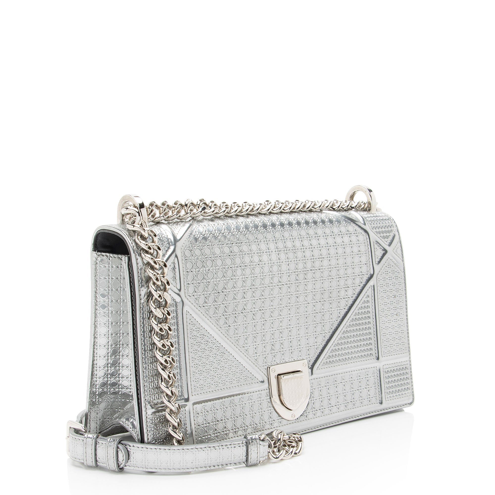 Dior Metallic Calfskin Micro Cannage Diorama Medium Shoulder Bag