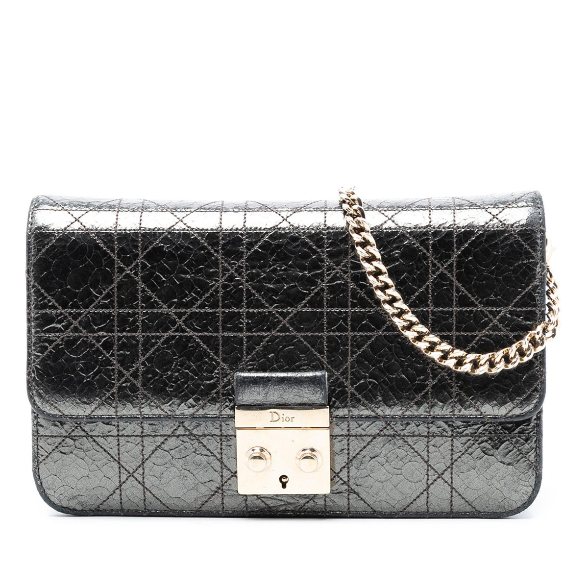 Dior Metallic Crinkled Calfskin Cannage Miss Dior Promenade Crossbody