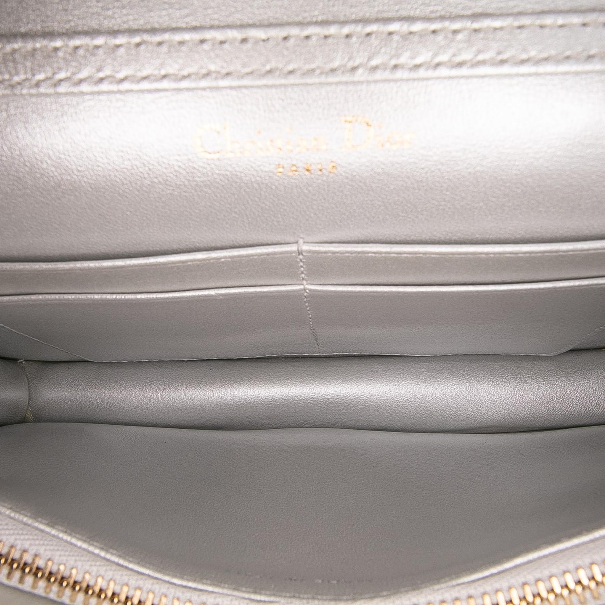 Dior Metallic Grained Calfskin Diorama Wallet On Chain