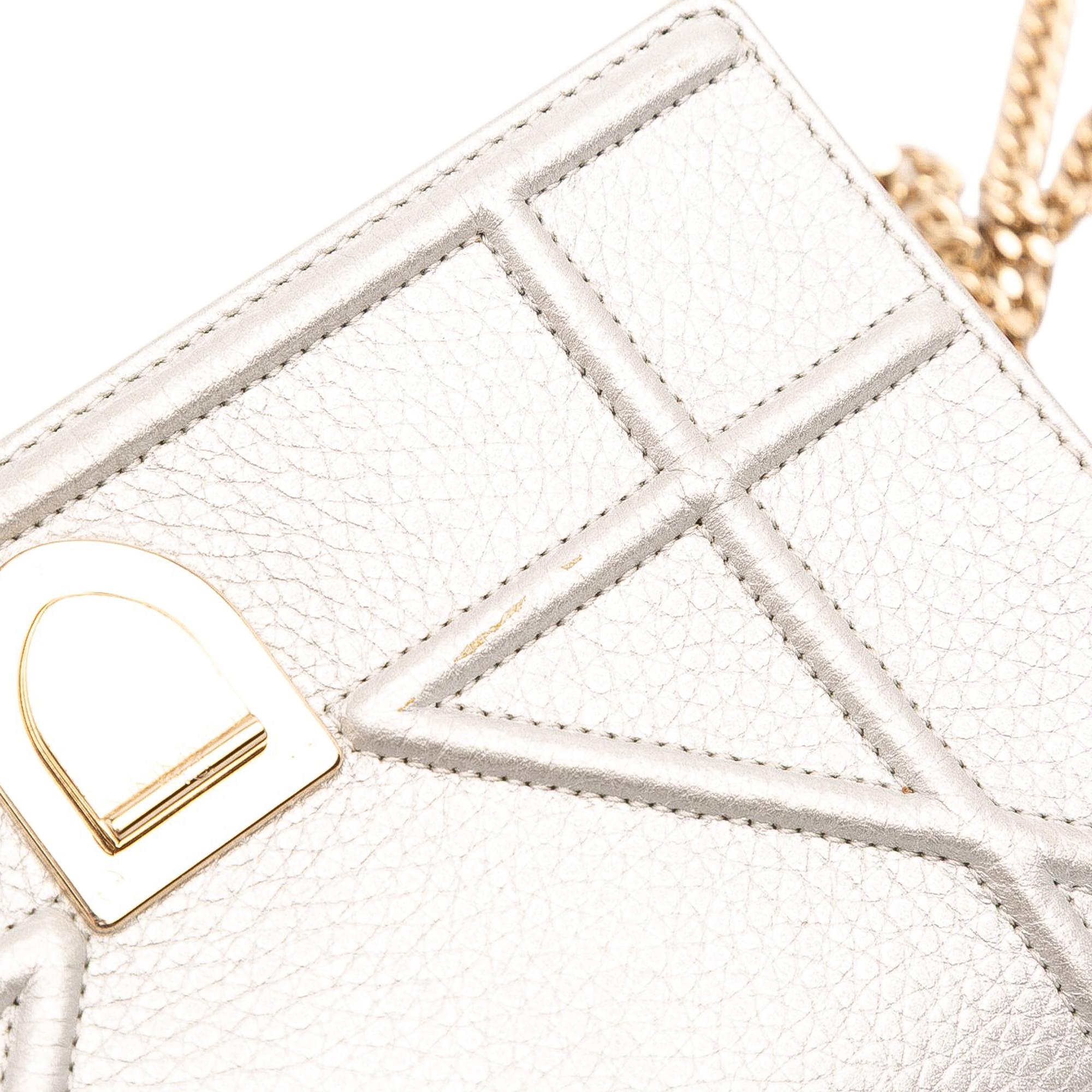 Dior Metallic Grained Calfskin Diorama Wallet On Chain