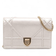 Dior Metallic Grained Calfskin Diorama Wallet On Chain