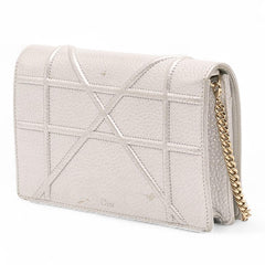 Dior Metallic Grained Calfskin Diorama Wallet On Chain