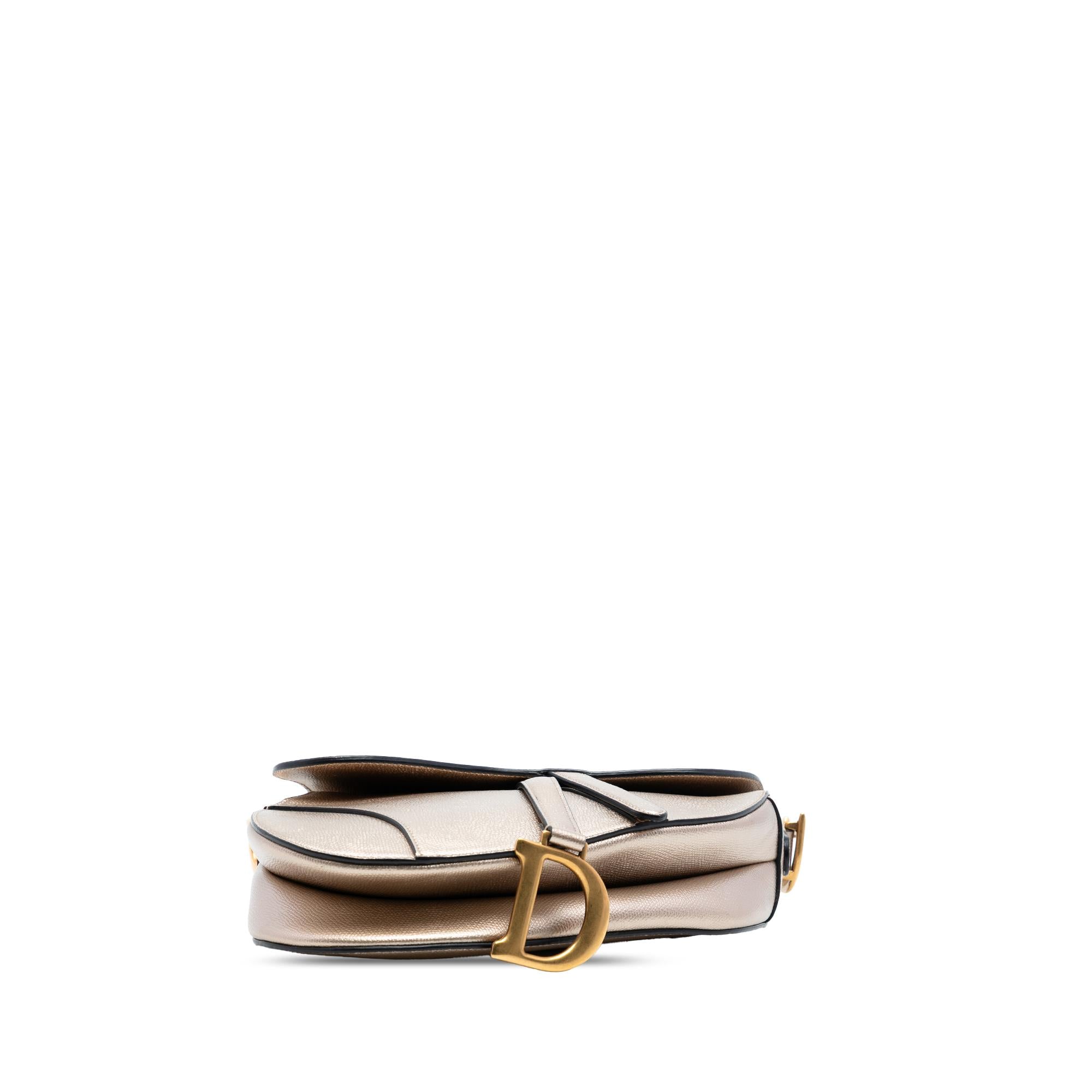 Dior Metallic Grained Calfskin Saddle Bag