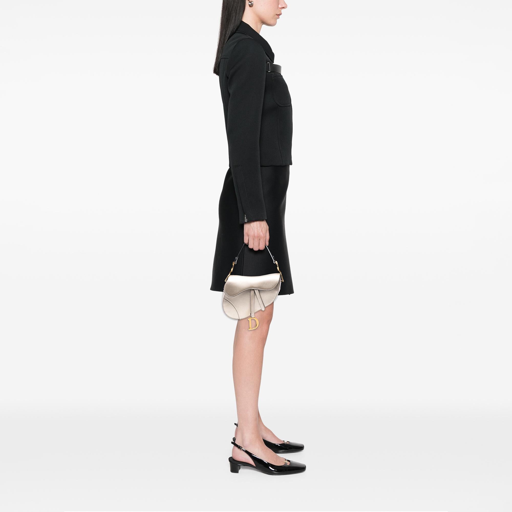 Dior Metallic Grained Calfskin Saddle Bag