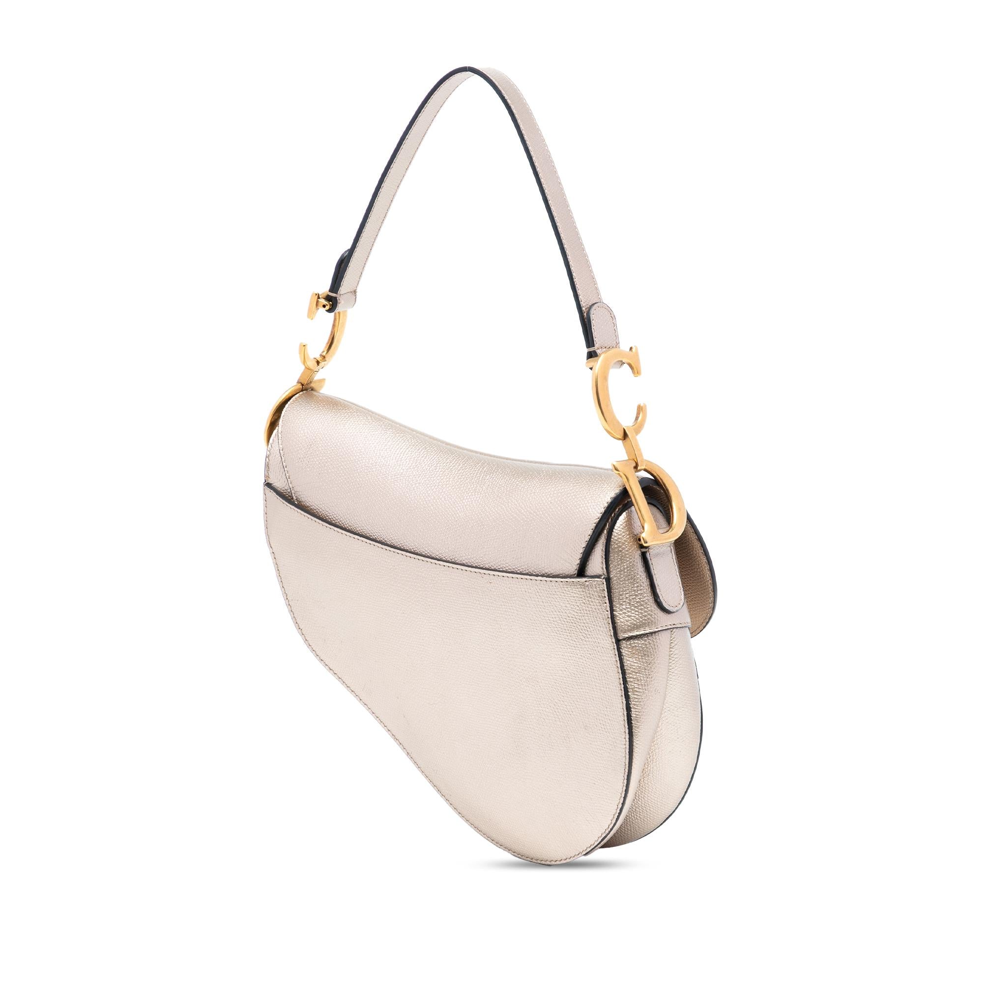 Dior Metallic Grained Calfskin Saddle Bag