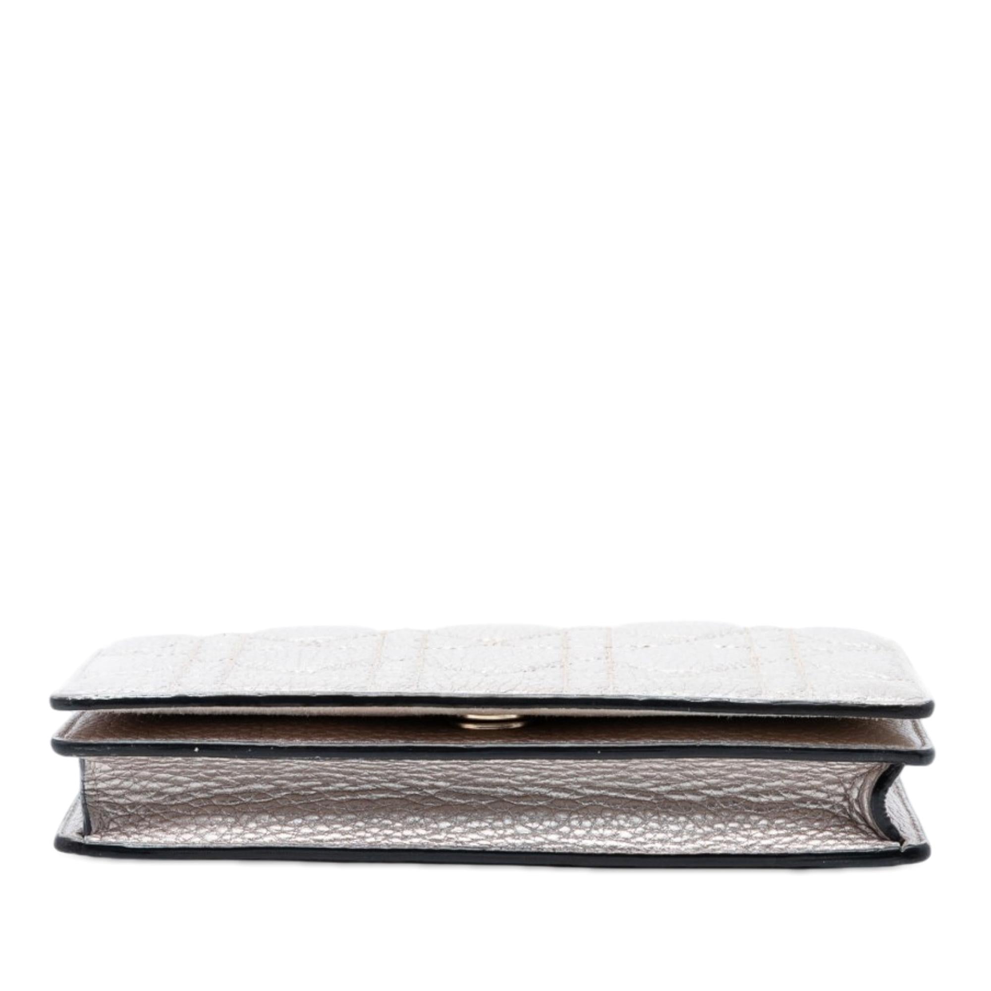 Dior Metallic Lambskin Cannage Lady Dior Wallet On Chain
