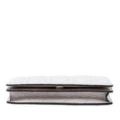 Dior Metallic Lambskin Cannage Lady Dior Wallet On Chain