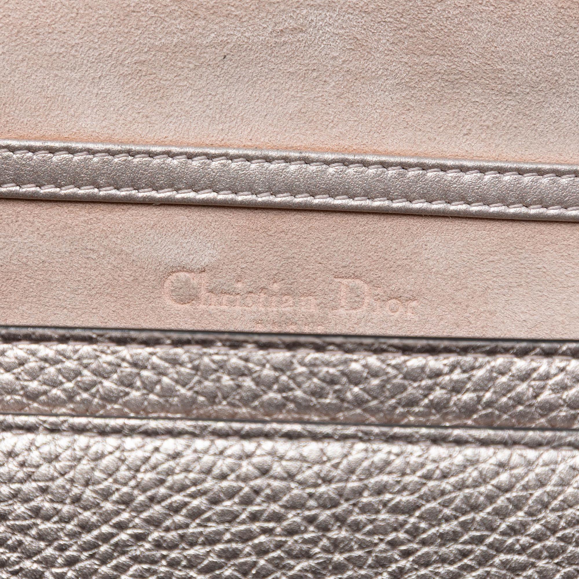 Dior Metallic Lambskin Cannage Lady Dior Wallet On Chain