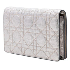 Dior Metallic Lambskin Cannage Lady Dior Wallet On Chain