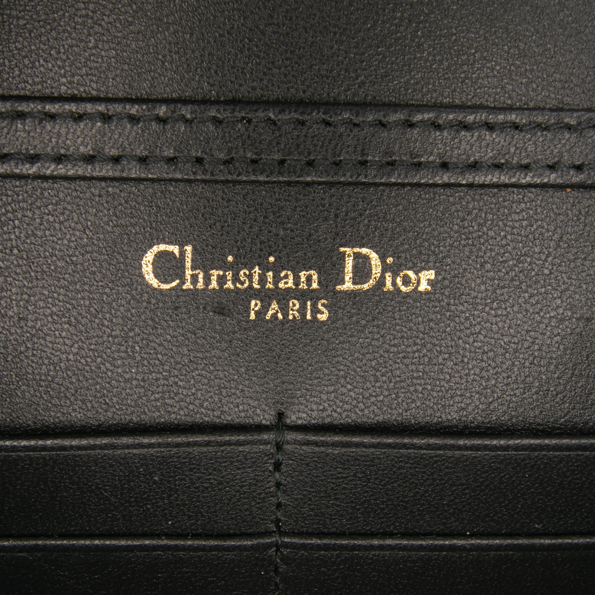 Dior Metallic Patent Microcannage Diorama Wallet on Chain
