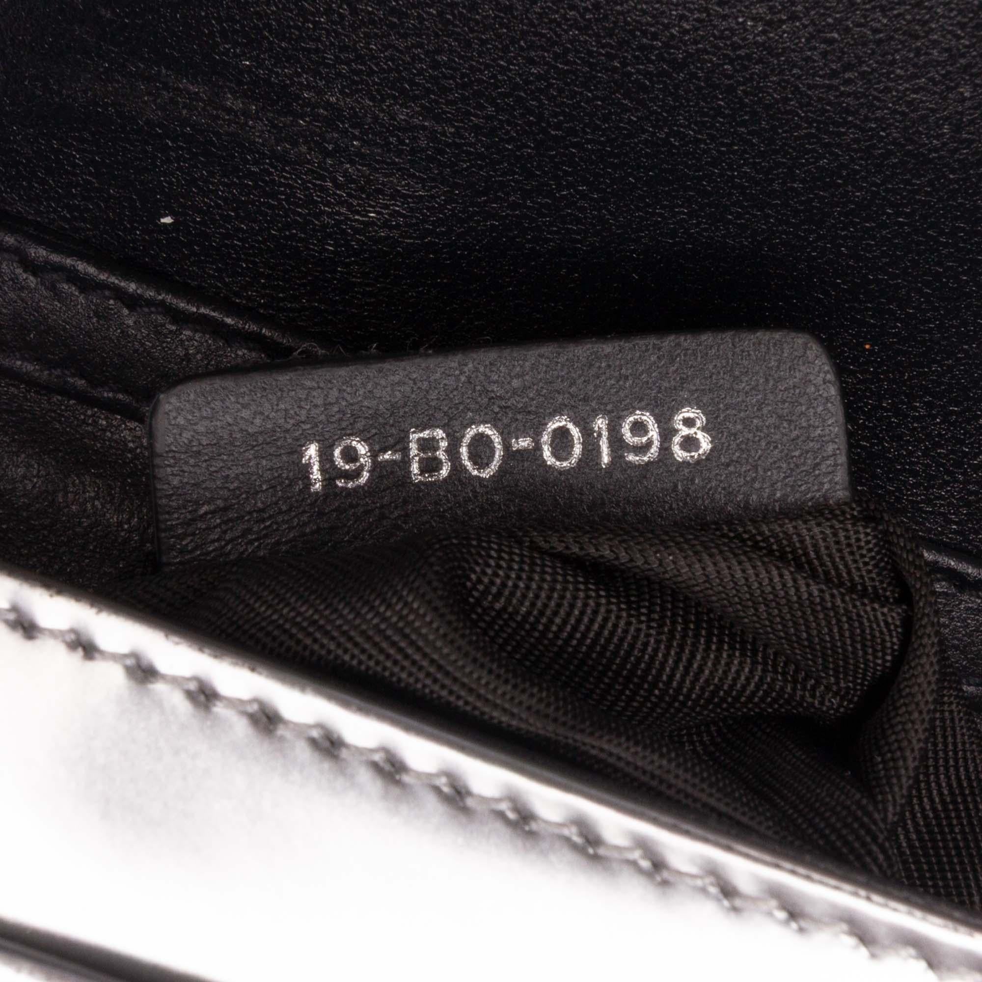Dior Metallic Patent Microcannage Diorama Wallet on Chain
