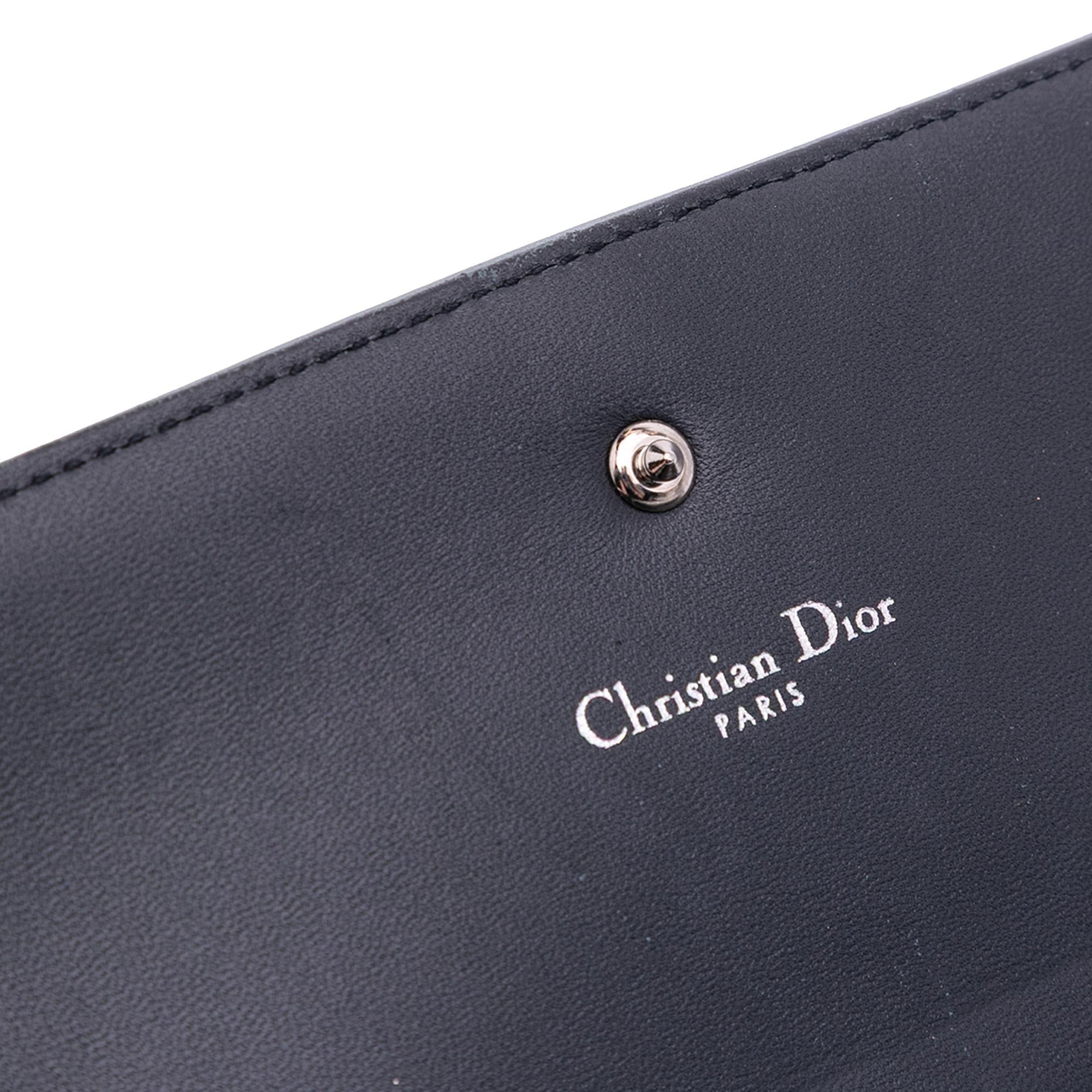 Dior Metallic Patent Microcannage Diorama Wallet on Chain