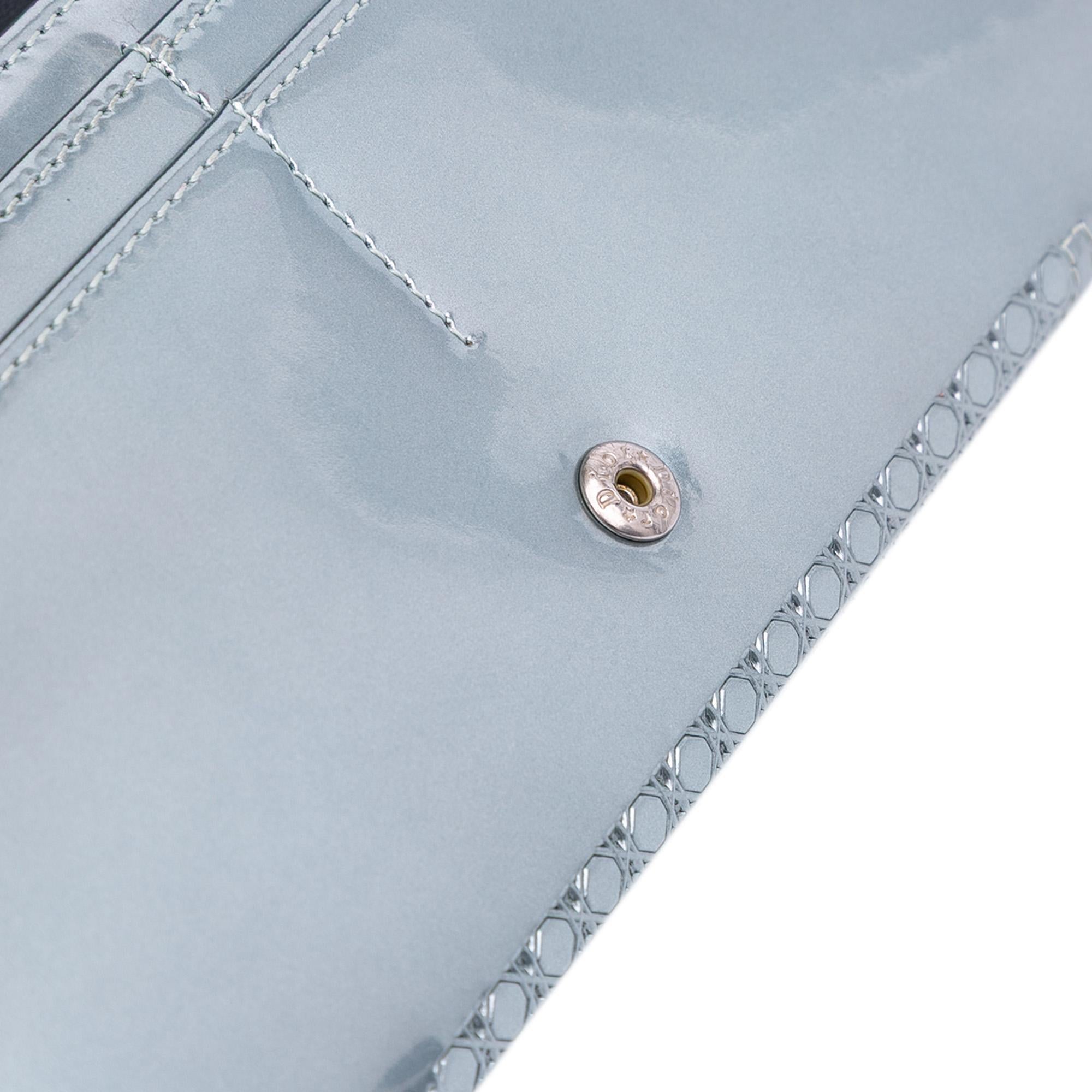 Dior Metallic Patent Microcannage Diorama Wallet on Chain